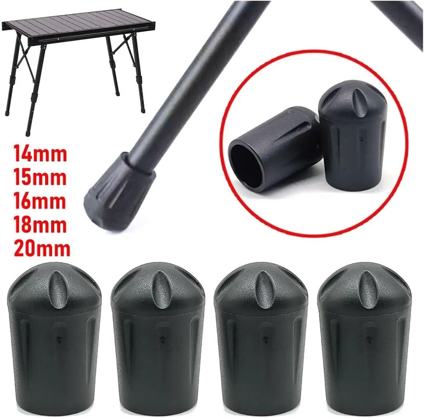 18mm Silicone Chair Leg Caps - 4 Pack Black Floor Protectors Scratch Resistant Furniture Pads - Image 5