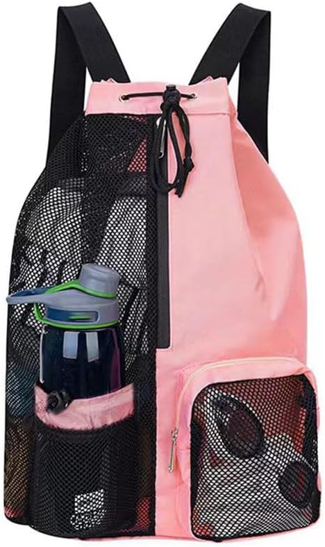 Large Mesh Gym Bag with Waterproof Compartment - Beach & Festival Backpack with Wet/Dry Separation - Image 1