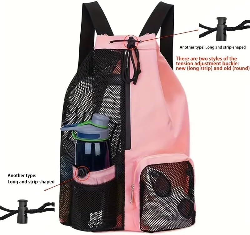 Large Mesh Gym Bag with Waterproof Compartment - Beach & Festival Backpack with Wet/Dry Separation - Image 2