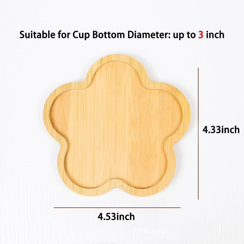 Bamboo Glass Coasters with Raised Edge Set of 4 - Heat & Water Ring Protection Table Mats - Rustic Style - Image 2
