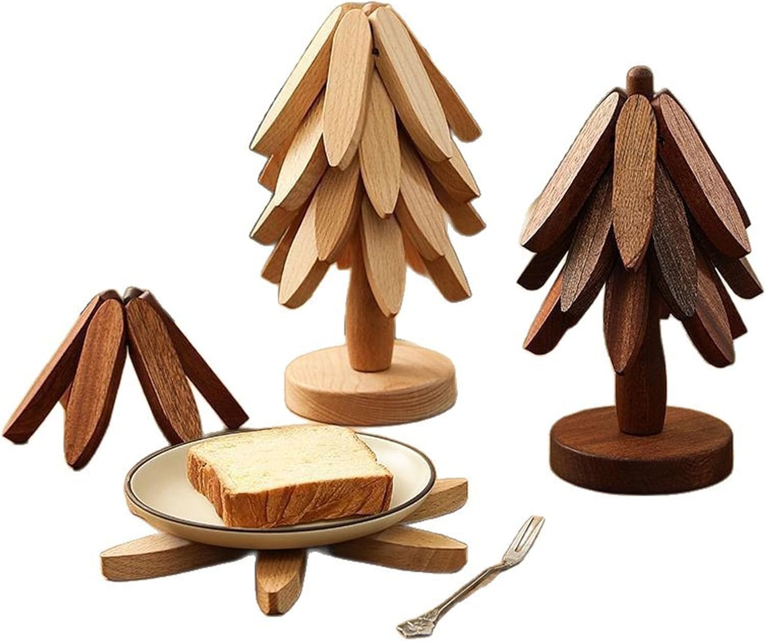 2-Piece Foldable Christmas Tree Design Pot Holders Set Decorative Heat Resistant Trivets with Holder for Hot Pans - Image 6