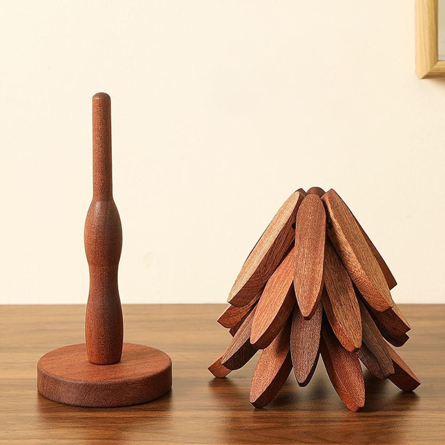 2-Piece Foldable Christmas Tree Design Pot Holders Set Decorative Heat Resistant Trivets with Holder for Hot Pans - Image 8