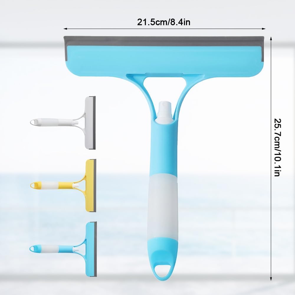 3-in-1 Window Wiper with Spray - Squeegee, Washer & Microfiber Cleaner for Streak-Free Windows, Showers & Cars - Set of 1 - Image 2