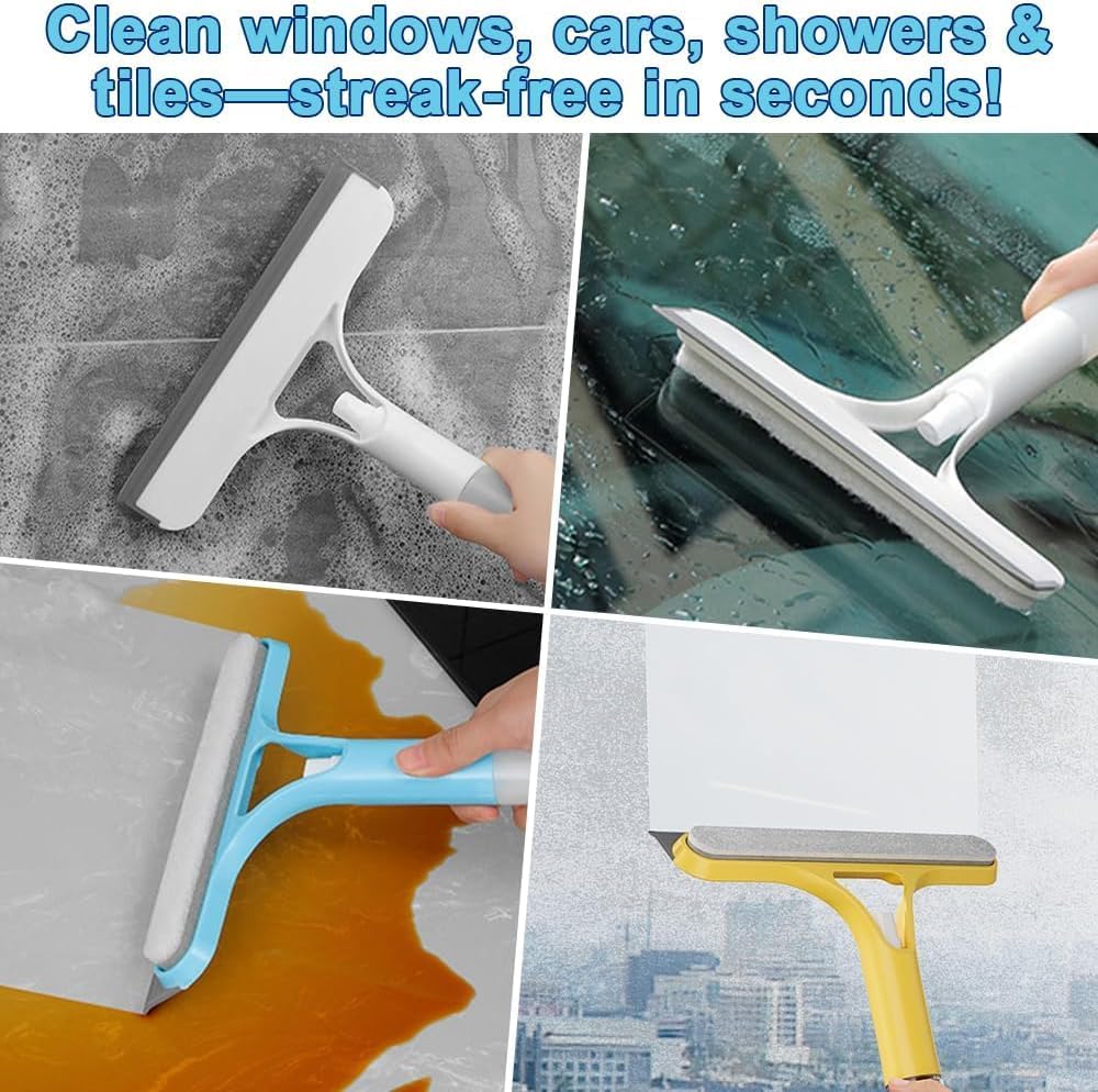 3-in-1 Window Wiper with Spray - Squeegee, Washer & Microfiber Cleaner for Streak-Free Windows, Showers & Cars - Set of 1 - Image 5