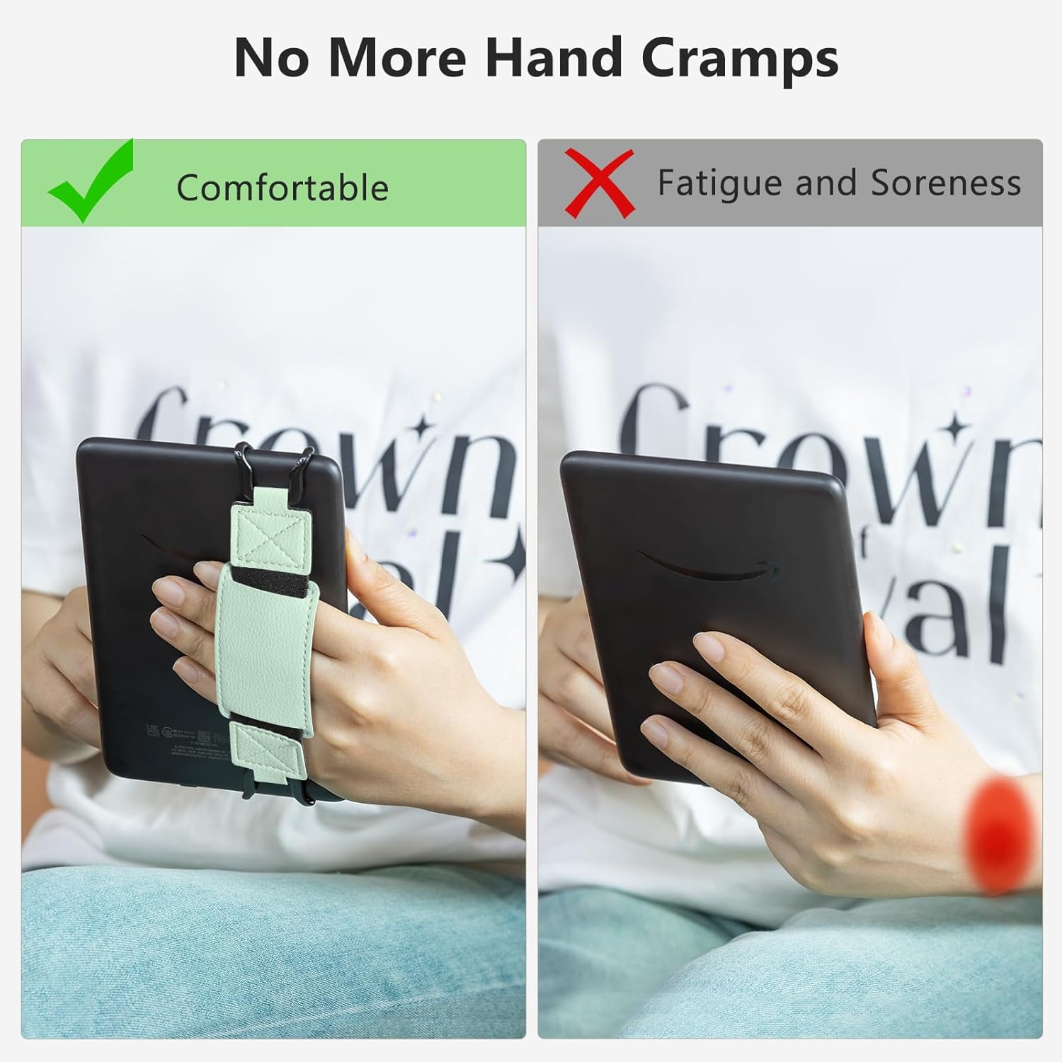Elastic Green Handband for 6-7.5 inch E-book Tablet - High Stretch E-Reader Accessory - Image 2