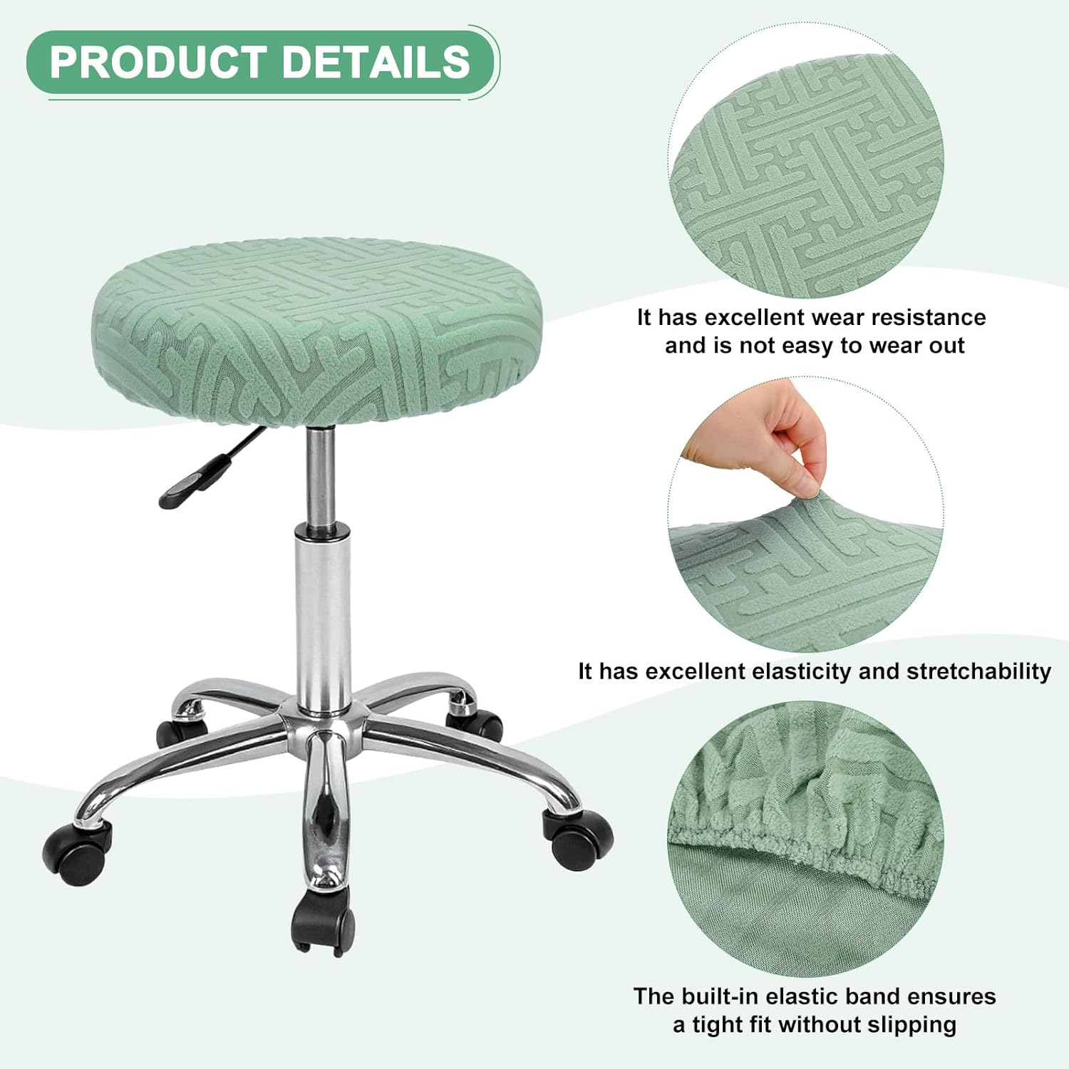 Elastic Chair Cover Round 30-36cm Mint Green Washable Stretchable Stool Cover - Image 2