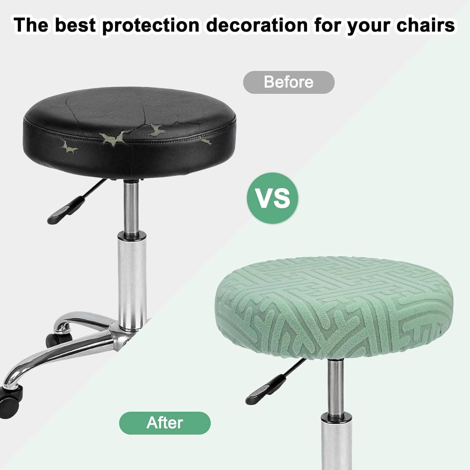 Elastic Chair Cover Round 30-36cm Mint Green Washable Stretchable Stool Cover - Image 4