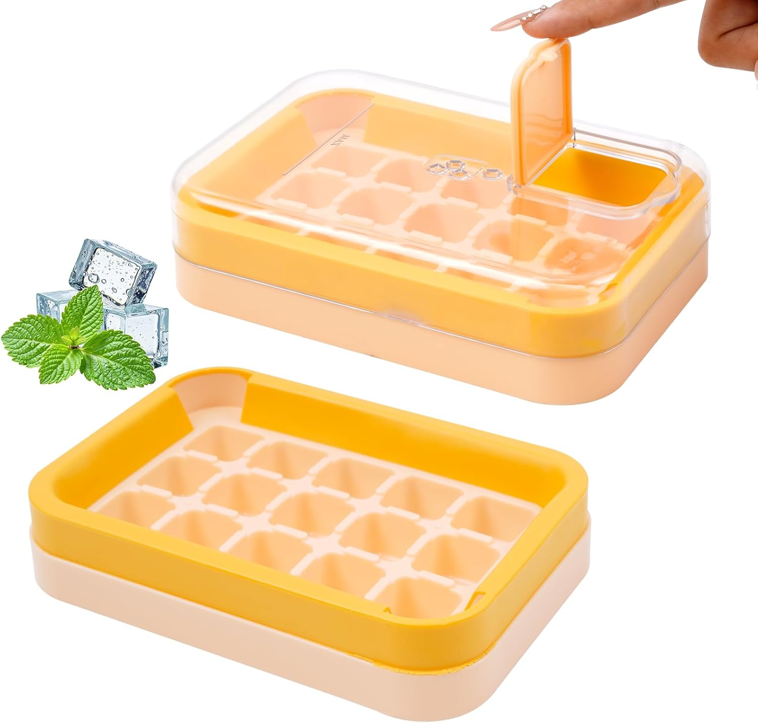 2-in-1 Ice Cube Tray with Lid Easy Release One Press Ice Mold Set for Freezer - Image 1