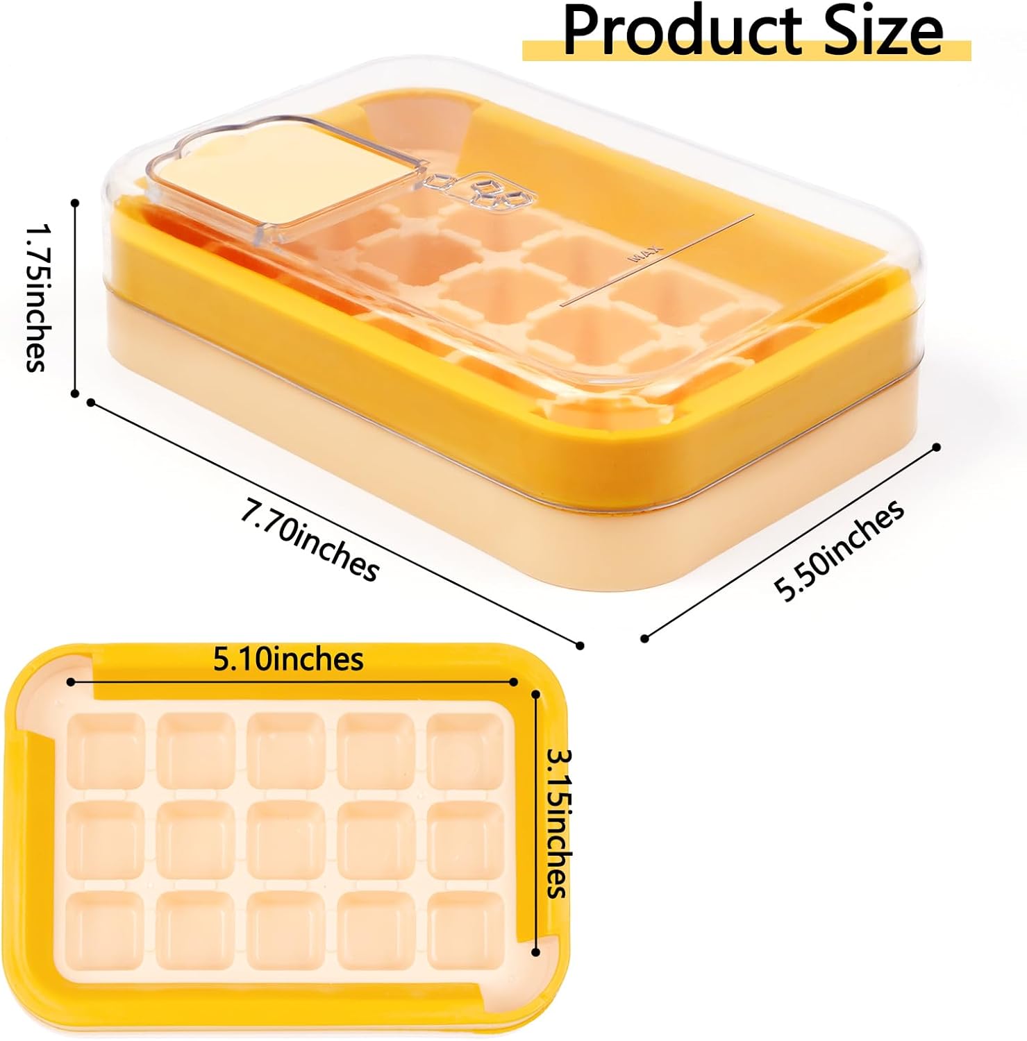 2-in-1 Ice Cube Tray with Lid Easy Release One Press Ice Mold Set for Freezer - Image 2