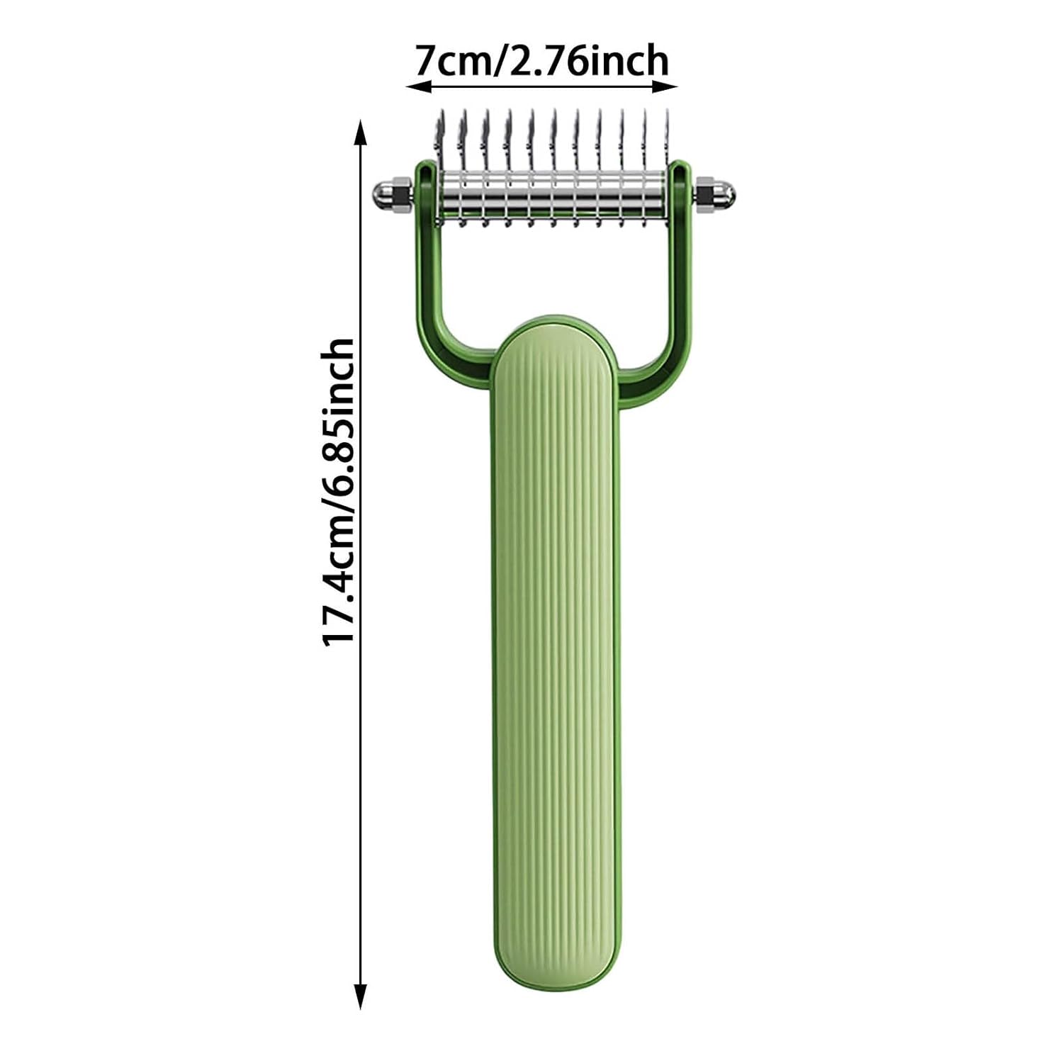 Double-Sided Pet Brush for Dogs & Cats - Green - Undercoat Comb with Non-Slip Handle - Removes Tangles & Loose Hair - 1 Piece - Image 6