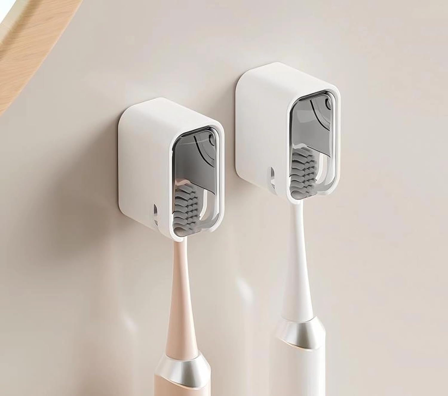 2 Pack Toilet Brush Holder with Lid No Drilling Waterproof Dustproof Bathroom Wall Mounted - Image 1