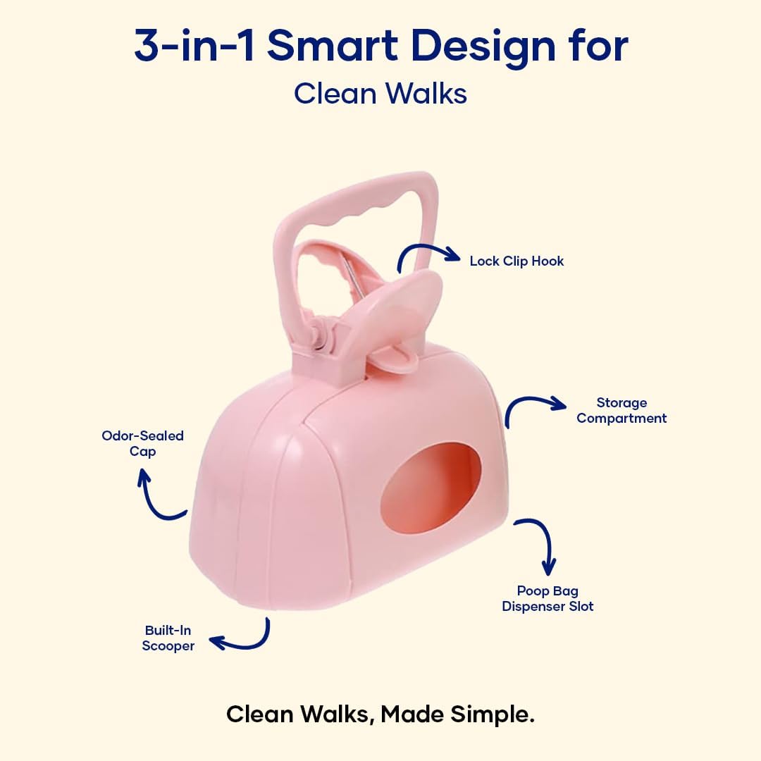 3-in-1 Dog Poop Bag Dispenser Blue Portable Leakproof Easy to Use Pet Waste Cleaning Helper - Image 2