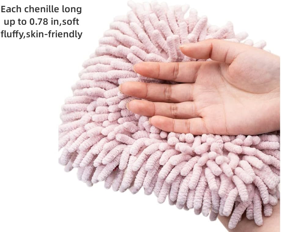 Chenille Hand Towel Set of 3 Quick Drying Super Absorbent with Hanging Loop for Kitchen and Bathroom - Image 2