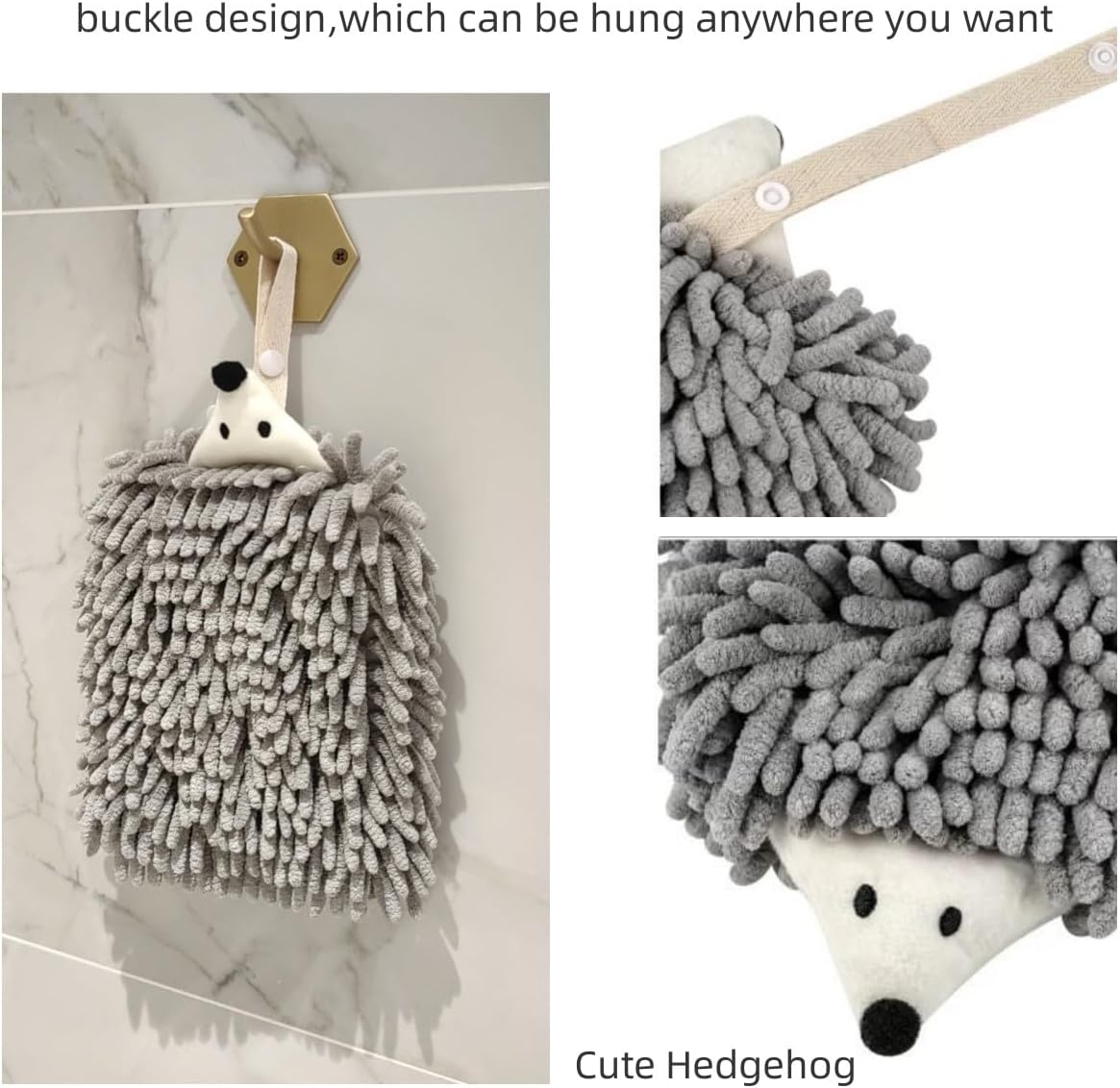 Chenille Hand Towel Set of 3 Quick Drying Super Absorbent with Hanging Loop for Kitchen and Bathroom - Image 5