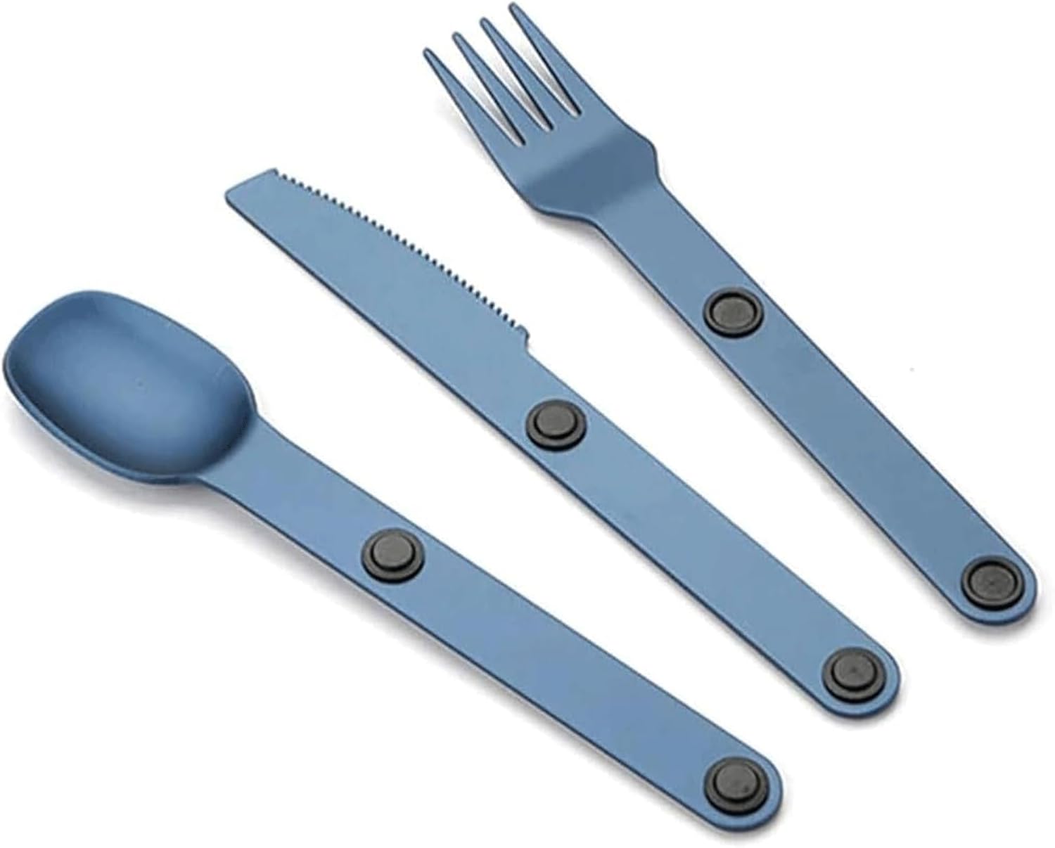 Magnetic Camping Cutlery Set 3 Piece Aluminium - Lightweight Fork Knife Spoon - Compact Outdoor Picnic Utensils Grey - Image 2