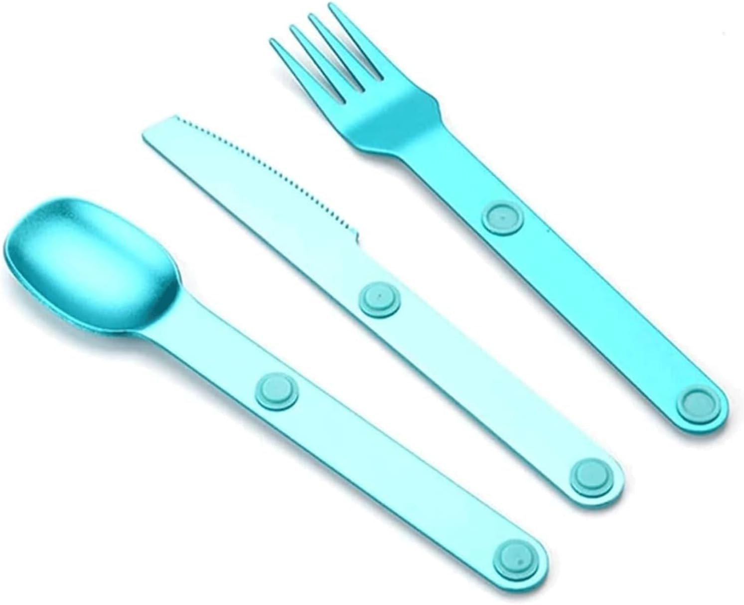 Magnetic Camping Cutlery Set 3 Piece Aluminium - Lightweight Fork Knife Spoon - Compact Outdoor Picnic Utensils Grey - Image 3