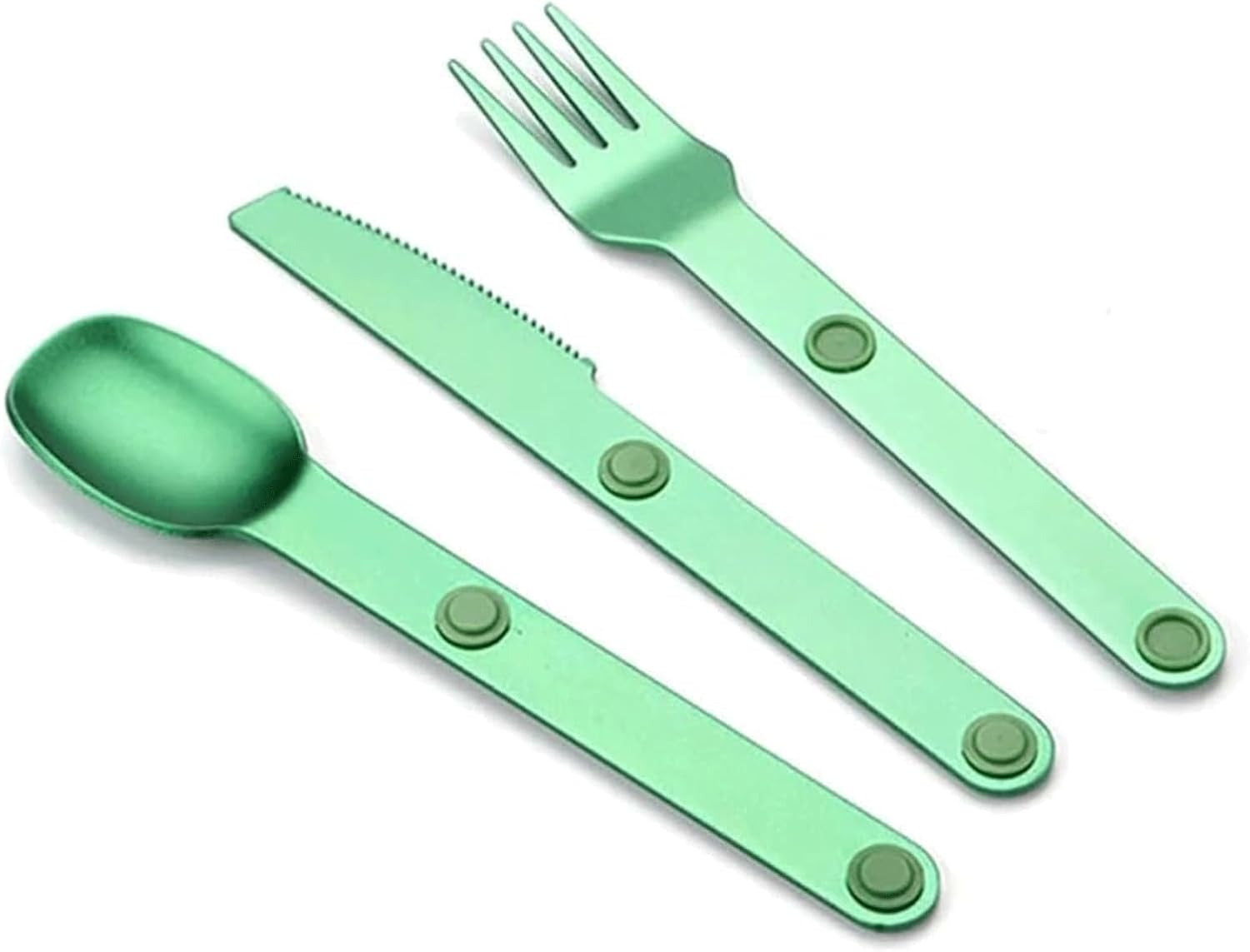 Magnetic Camping Cutlery Set 3 Piece Aluminium - Lightweight Fork Knife Spoon - Compact Outdoor Picnic Utensils Grey - Image 4