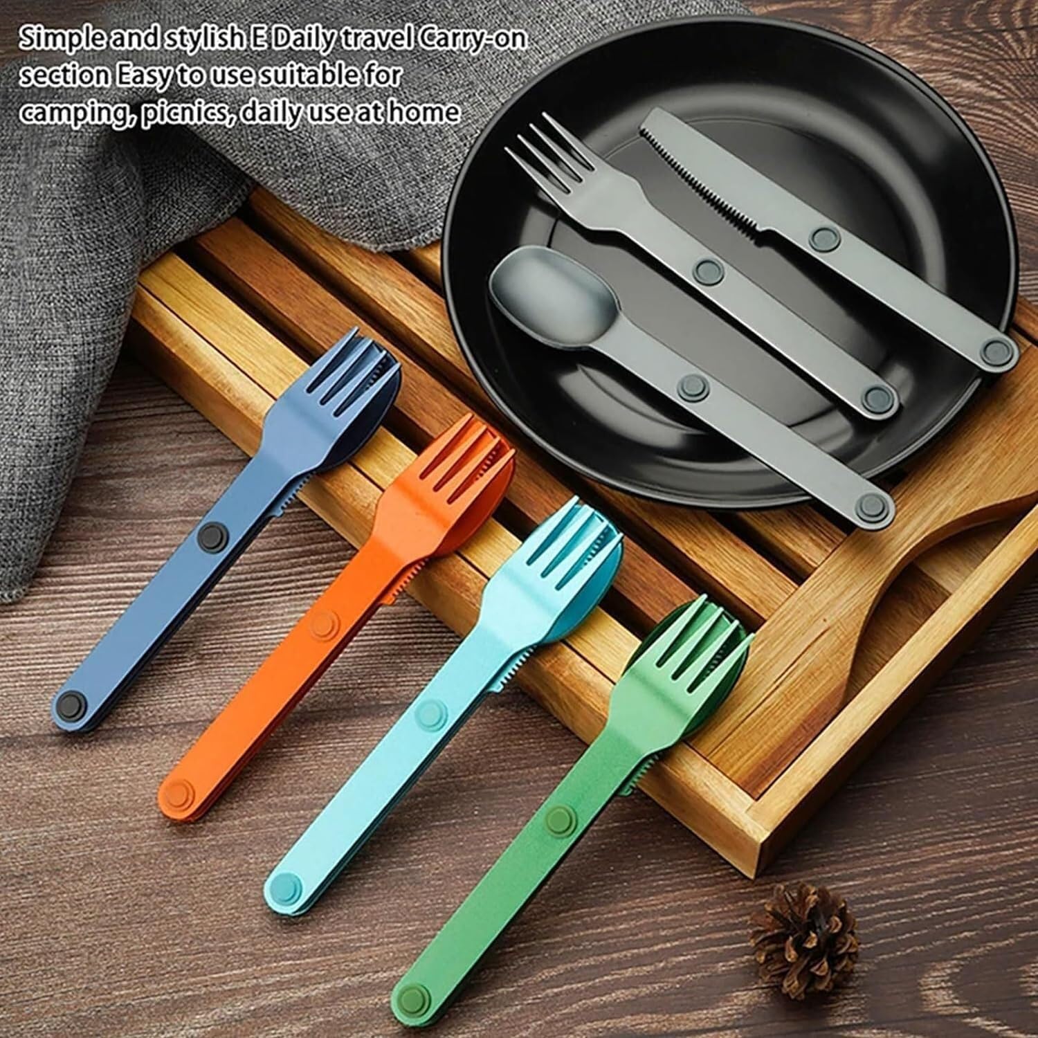 Magnetic Camping Cutlery Set 3 Piece Aluminium - Lightweight Fork Knife Spoon - Compact Outdoor Picnic Utensils Grey - Image 8