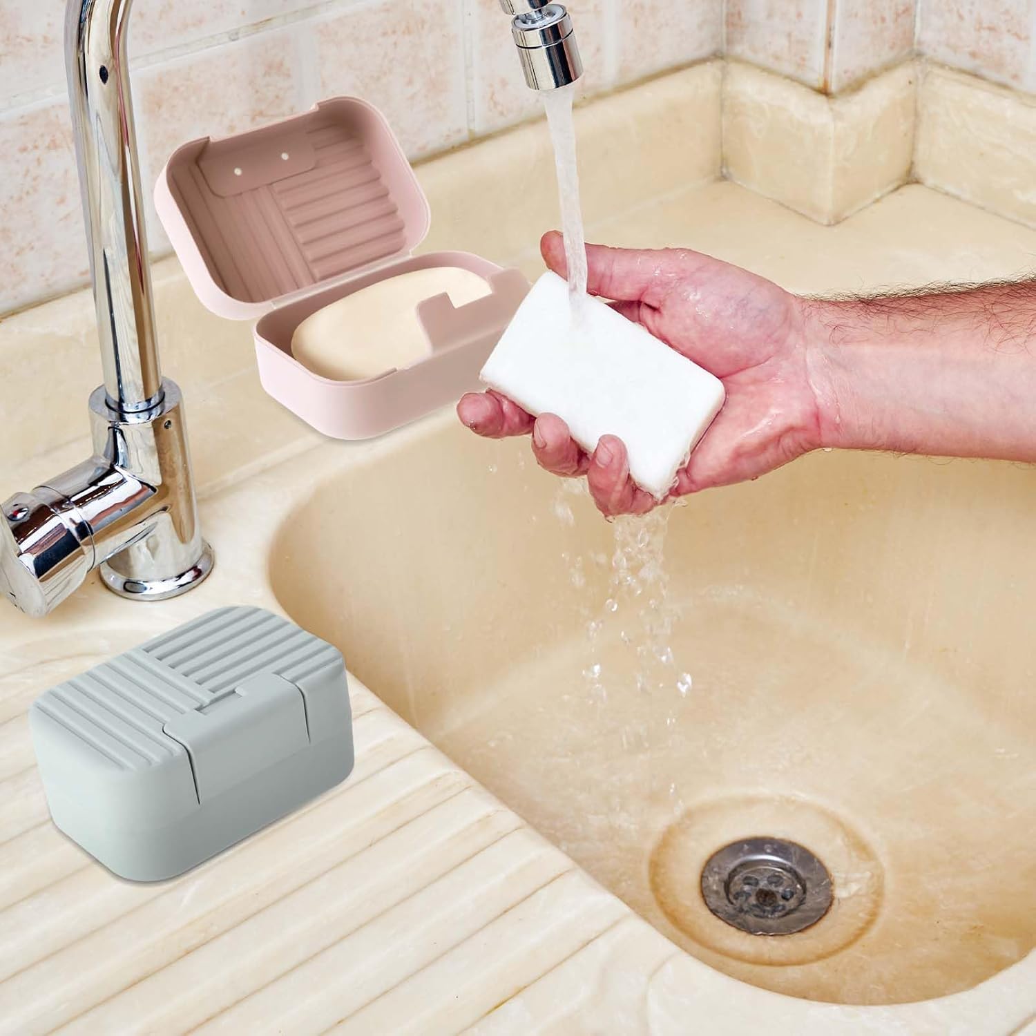 2 Pack Travel Soap Case with Lever - Holder for Soap & Shampoo Bars with Secure 4-Point Closure - Image 5