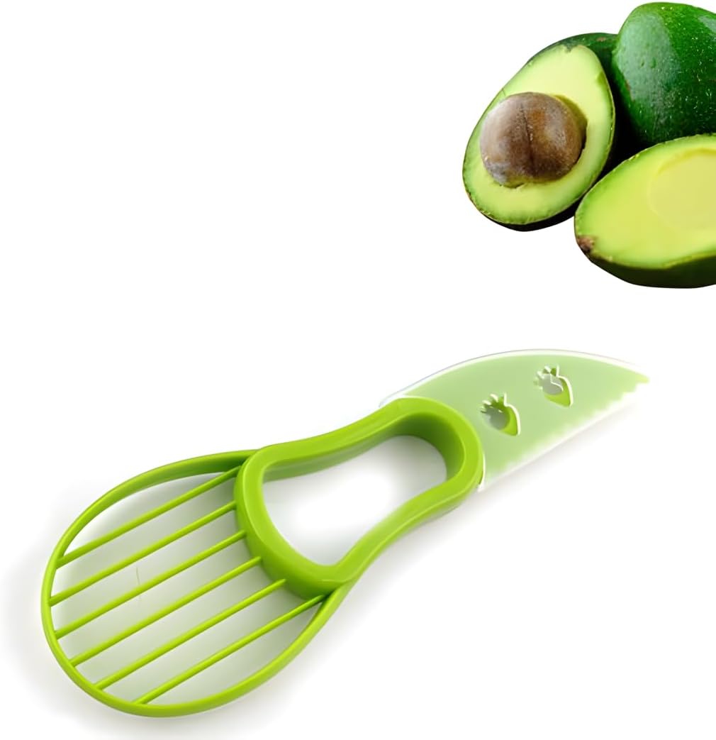 3-in-1 Avocado Tool - Safe Cutter, Pitter and Spoon in One - Green - Set of 1 - Image 1