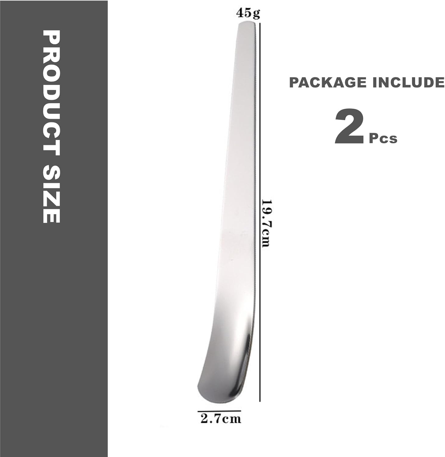 2 Piece Square Dessert Spoons Stainless Steel Cake Ice Cream Coffee Spoons Silver - Image 2