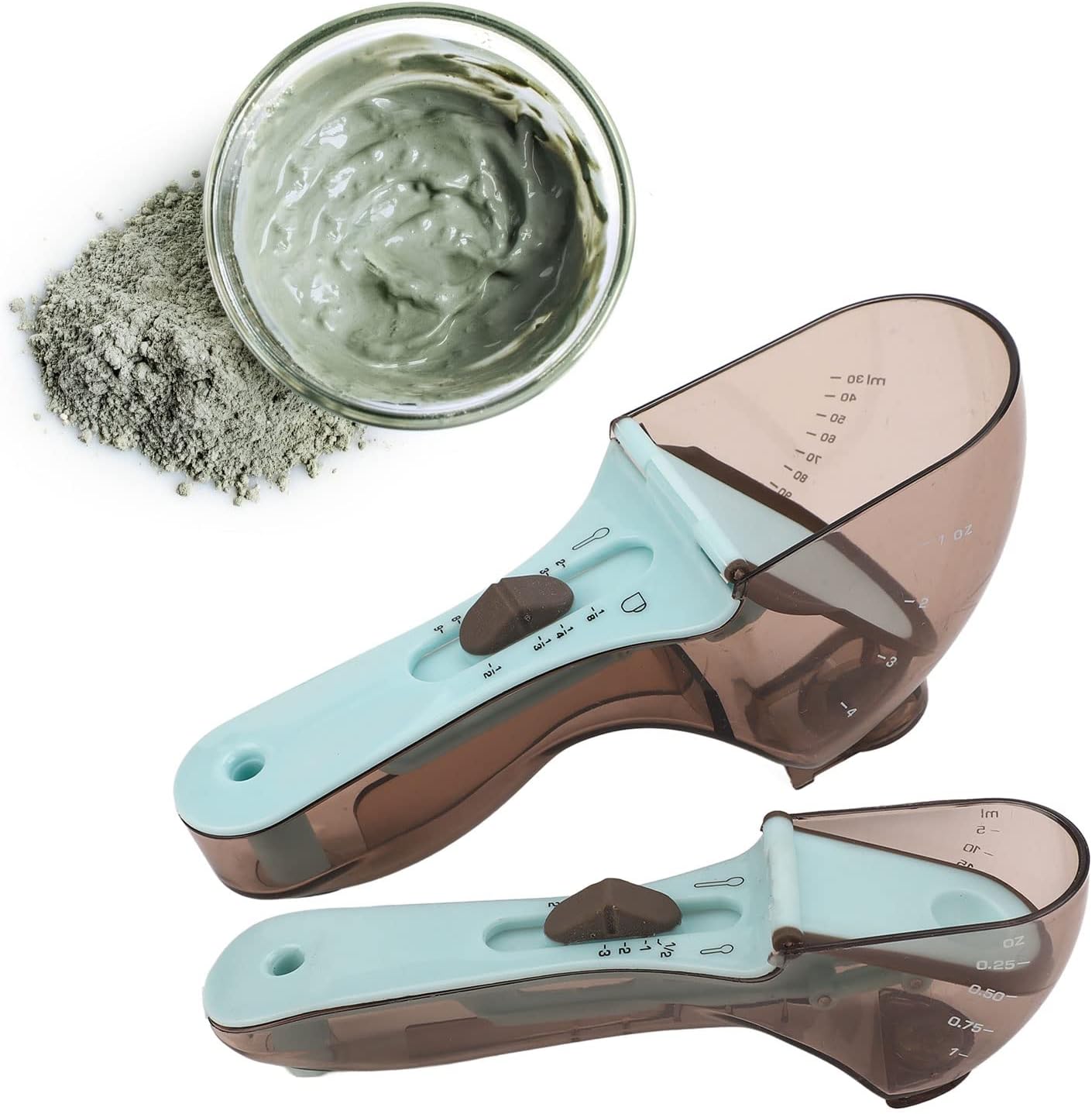 Adjustable 2-Piece Measuring Spoon Set with Scale Plastic Kitchen Tool for Coffee Milk Mask Powder Measurement - Image 4