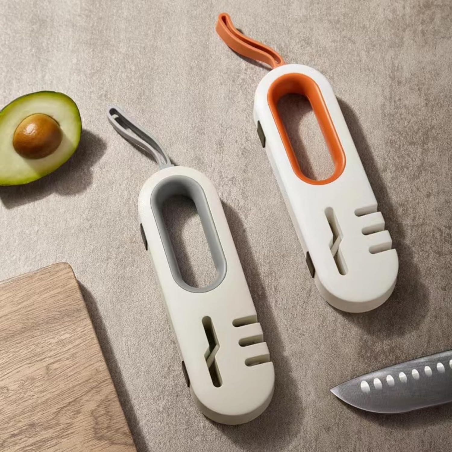 4-in-1 Kitchen Sharpener White Grey for Fruit Knives Steel Knives and Scissors - Image 4
