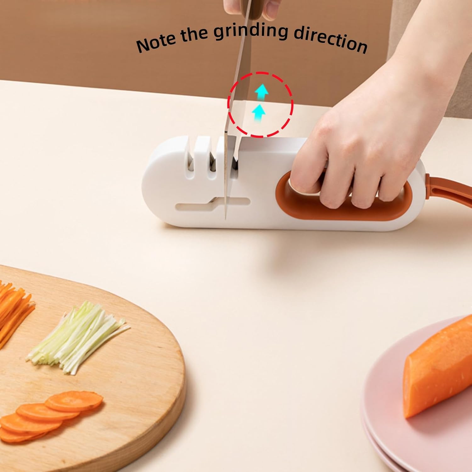 4-in-1 Kitchen Sharpener White Grey for Fruit Knives Steel Knives and Scissors - Image 8