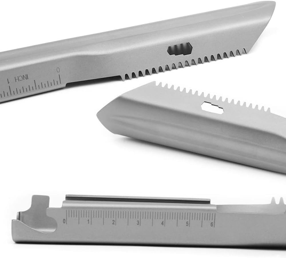 6-in-1 Mini Titanium Multitool Shovel Silver Camping Hiking Outdoor Portable Tool - Image 3