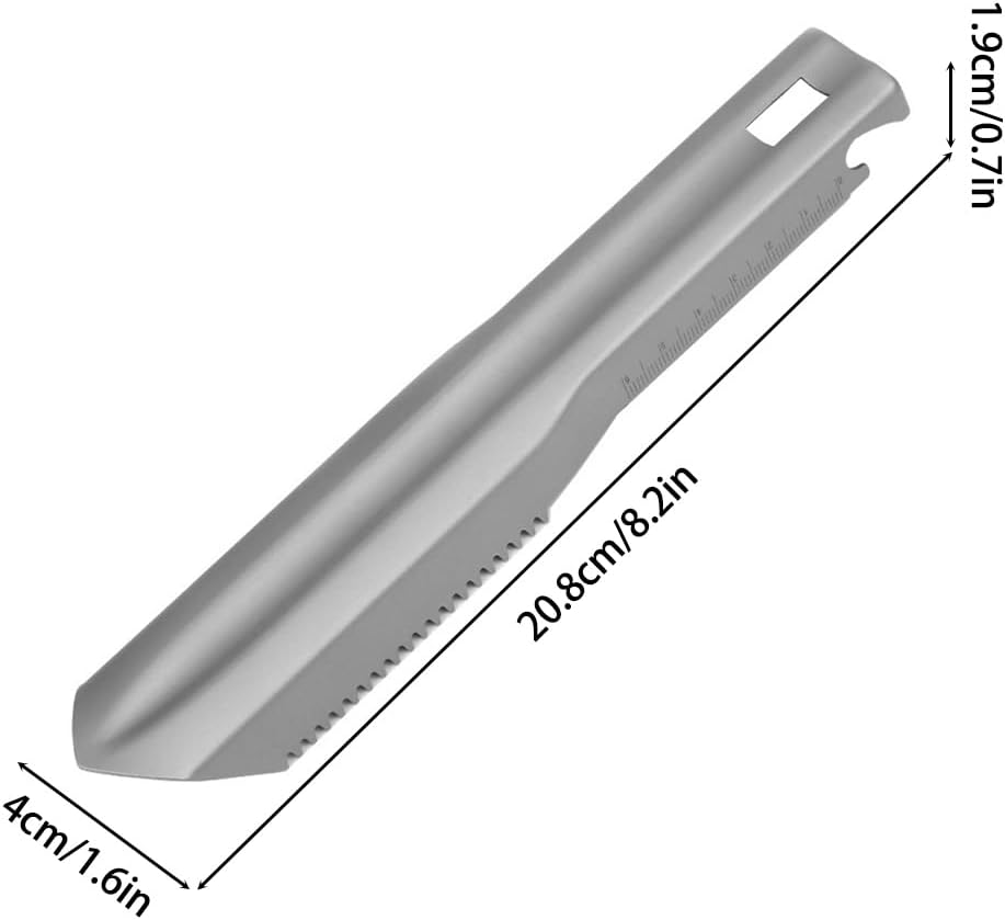 6-in-1 Mini Titanium Multitool Shovel Silver Camping Hiking Outdoor Portable Tool - Image 4