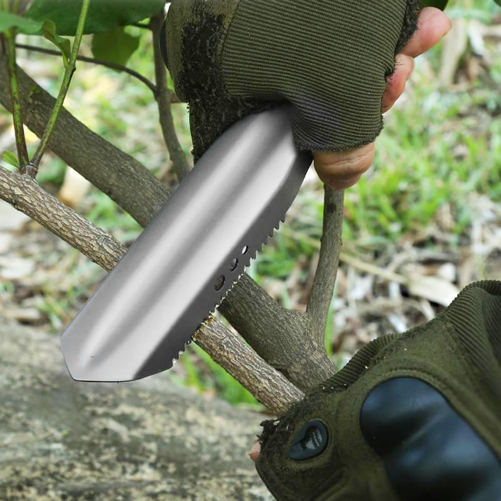 6-in-1 Mini Titanium Multitool Shovel Silver Camping Hiking Outdoor Portable Tool - Image 6