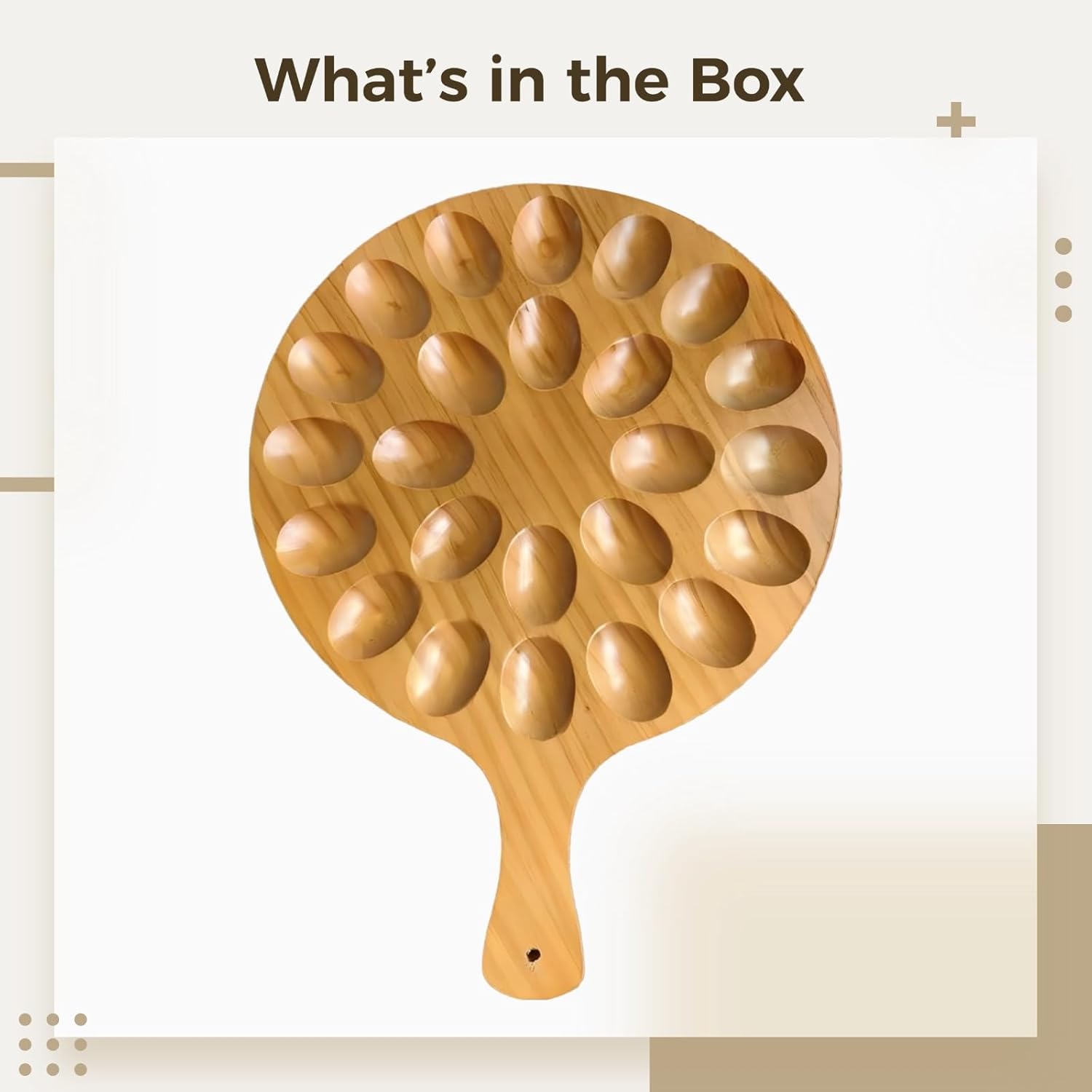 Round Wooden Serving Tray with Handle 24 Holes for Storing Deviled Eggs Sustainable Wood Design - Image 5