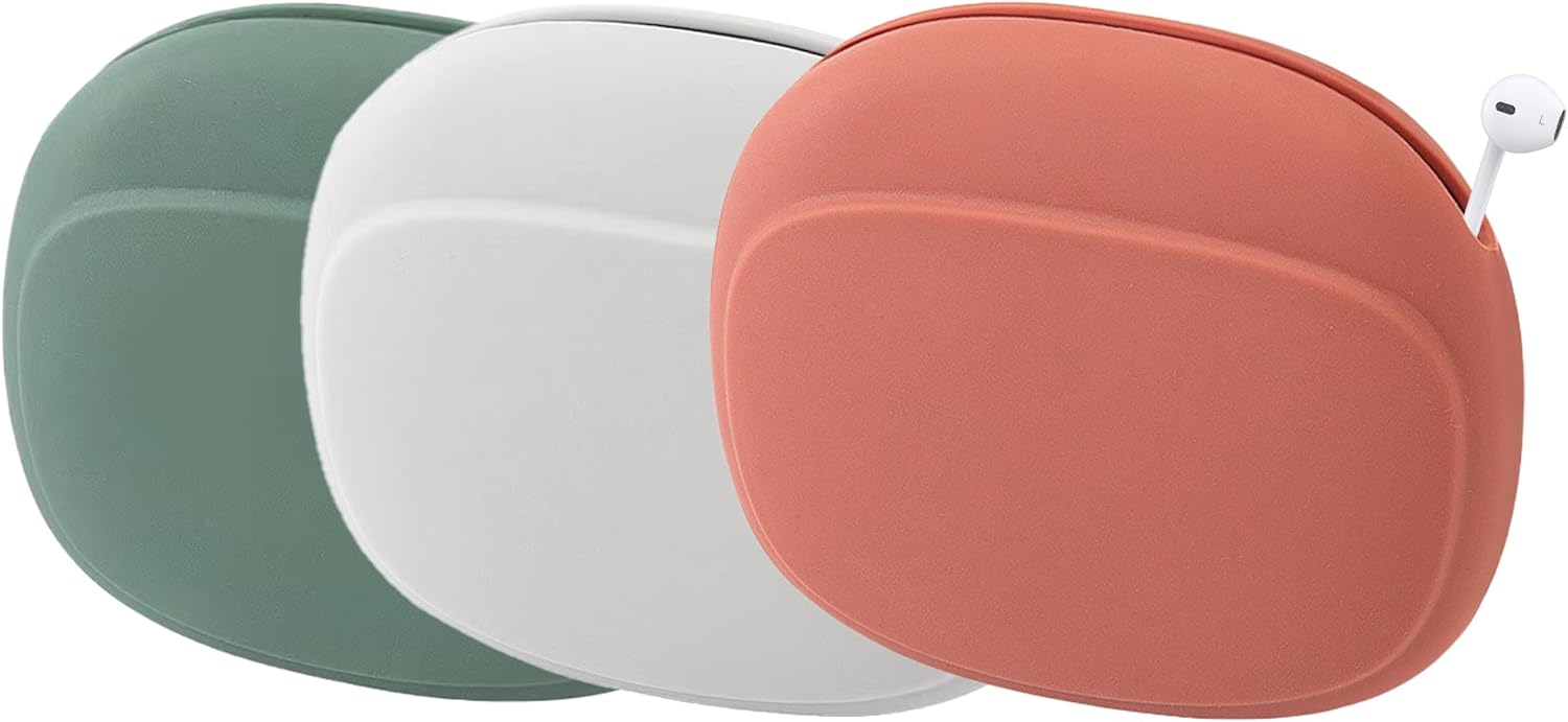 3 Pack Headphone Case Grey Red Green Portable Wireless Cable Storage Organizer for Mobile Phone Accessories - Image 1