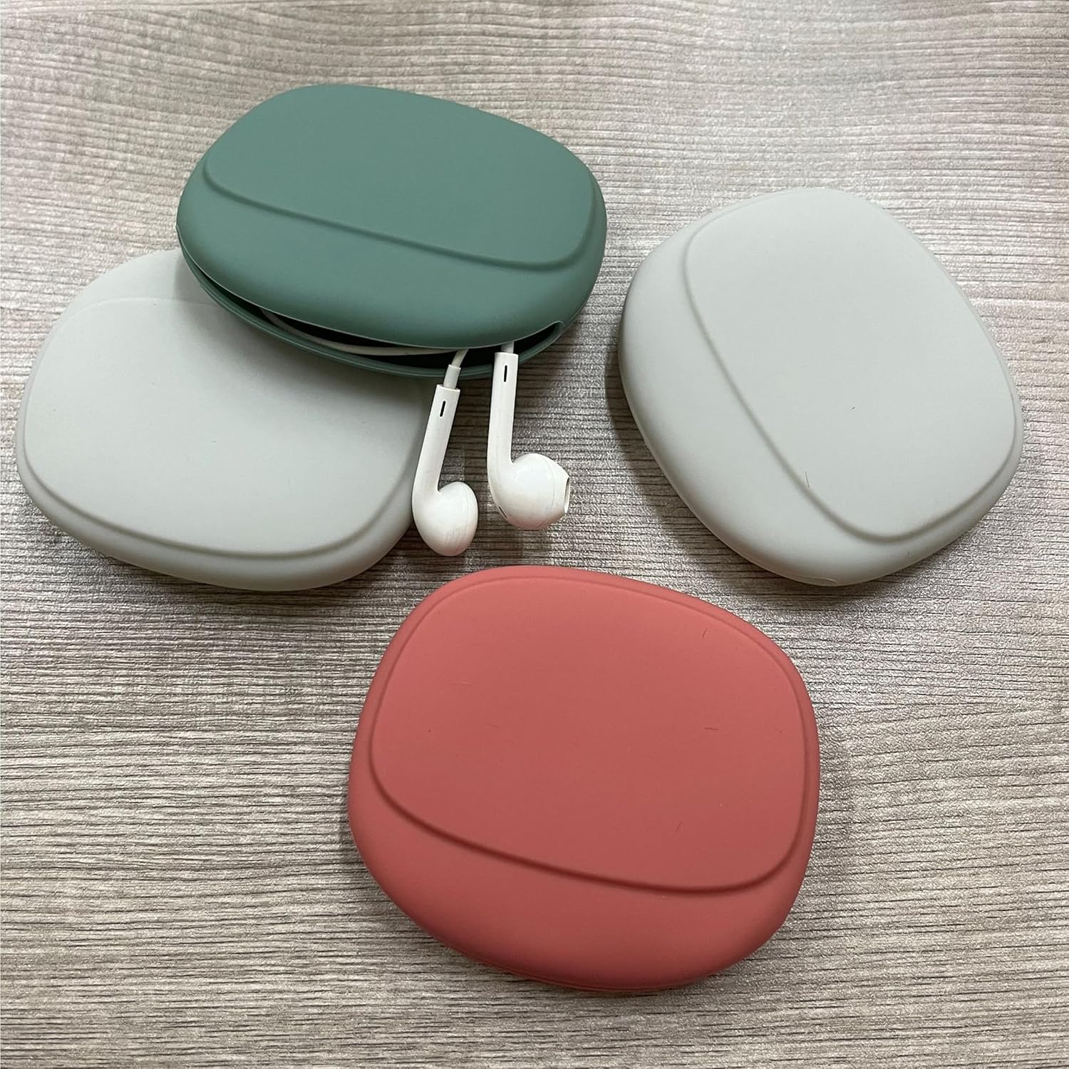 3 Pack Headphone Case Grey Red Green Portable Wireless Cable Storage Organizer for Mobile Phone Accessories - Image 4