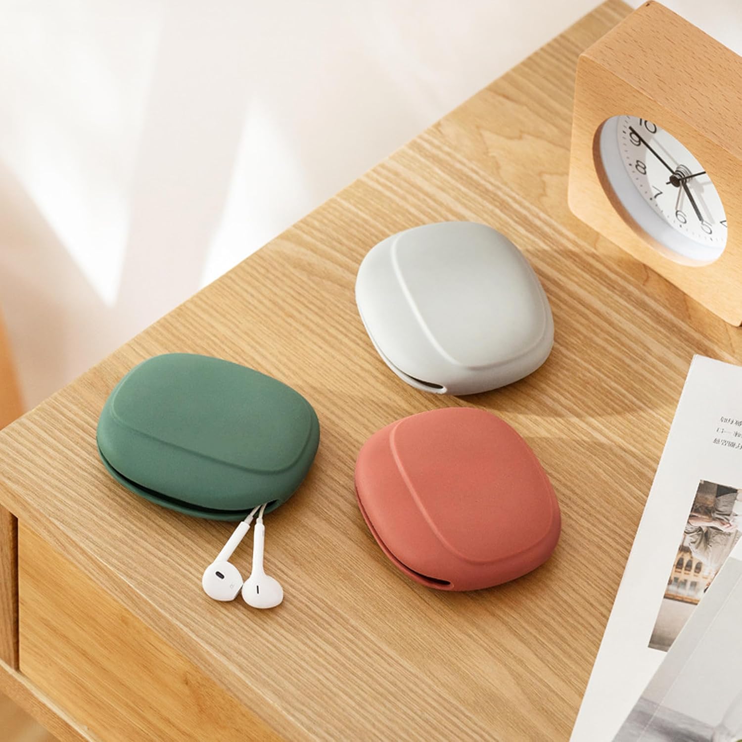 3 Pack Headphone Case Grey Red Green Portable Wireless Cable Storage Organizer for Mobile Phone Accessories - Image 5