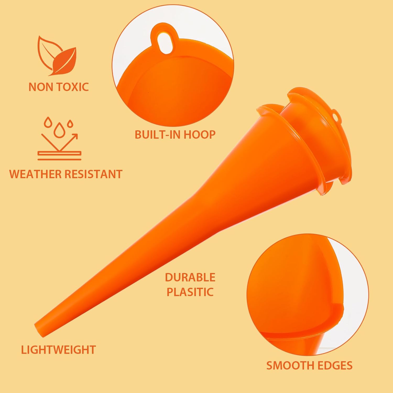 2 Pack Orange Multipurpose Funnel for Filling Car Oil Grease Engine Oil Water Diesel Kerosene and Other Liquids - Image 3
