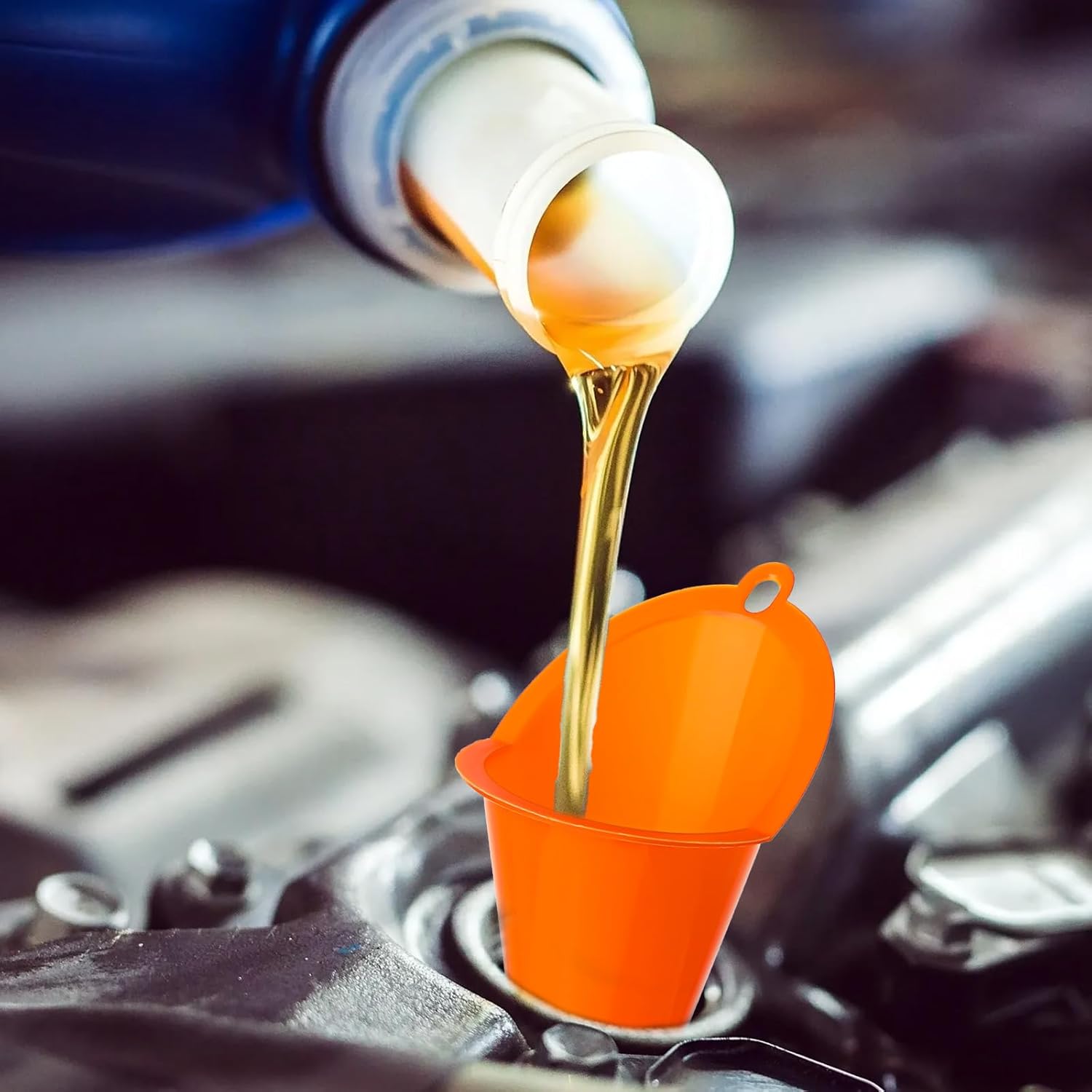 2 Pack Orange Multipurpose Funnel for Filling Car Oil Grease Engine Oil Water Diesel Kerosene and Other Liquids - Image 5