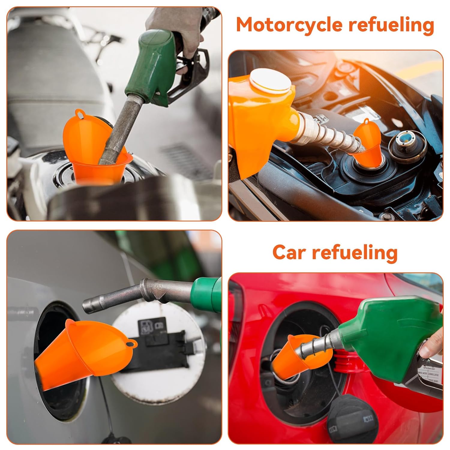 2 Pack Orange Multipurpose Funnel for Filling Car Oil Grease Engine Oil Water Diesel Kerosene and Other Liquids - Image 6