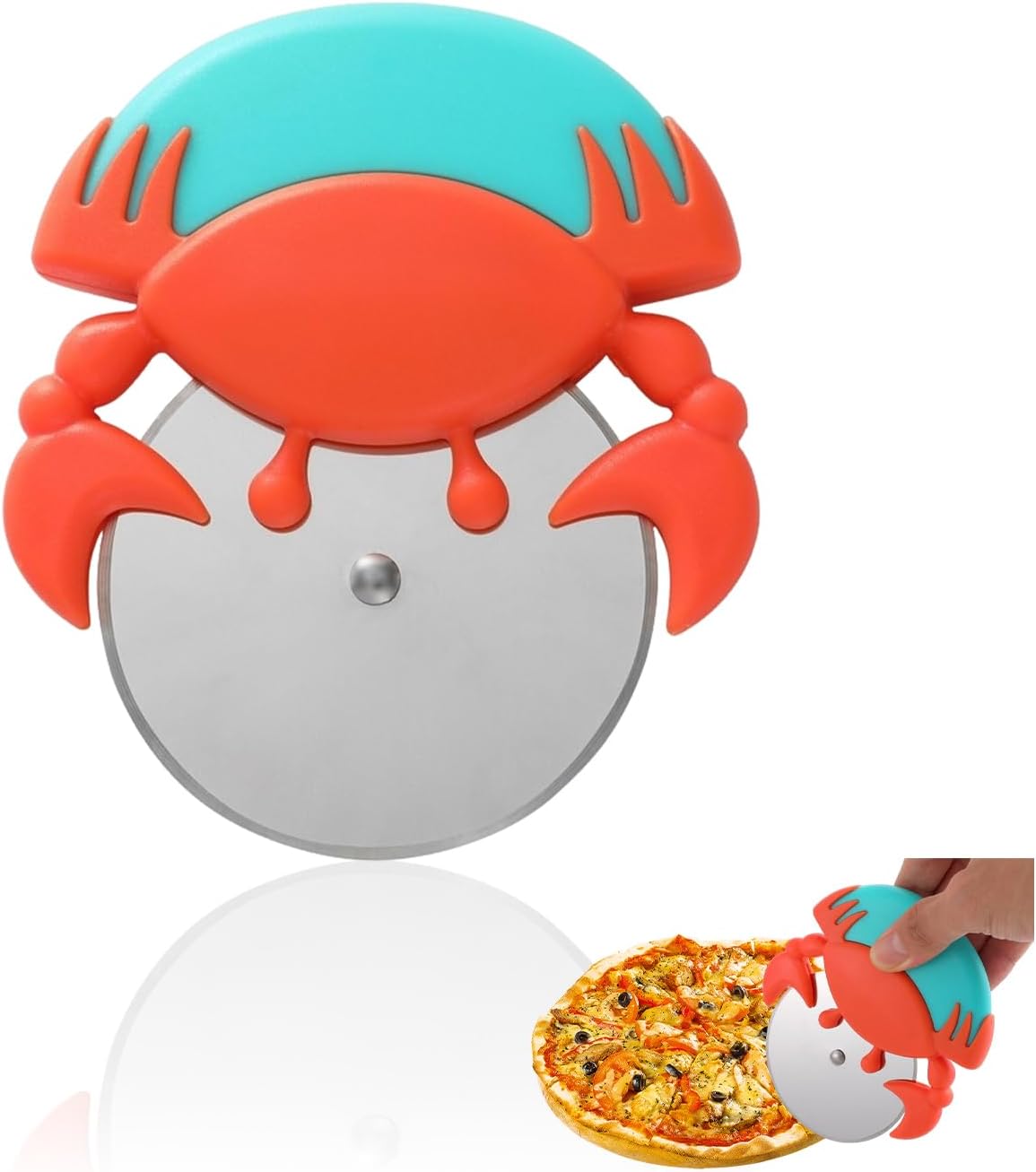 1 Piece Stainless Steel Pizza Cutter with Non-Slip Wheels Anti-Rust Easy Grip Sharp Blade for Effortless Cutting - Image 1