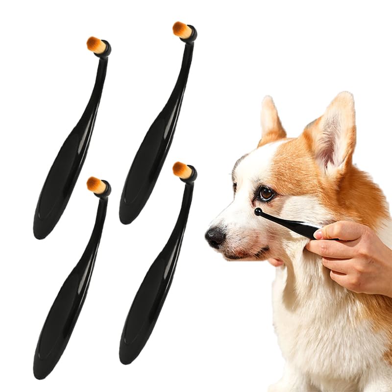 4 Pack Black Pet Tear Stain Remover Brush with Ergonomic Handle and Washable Bristles - Image 1