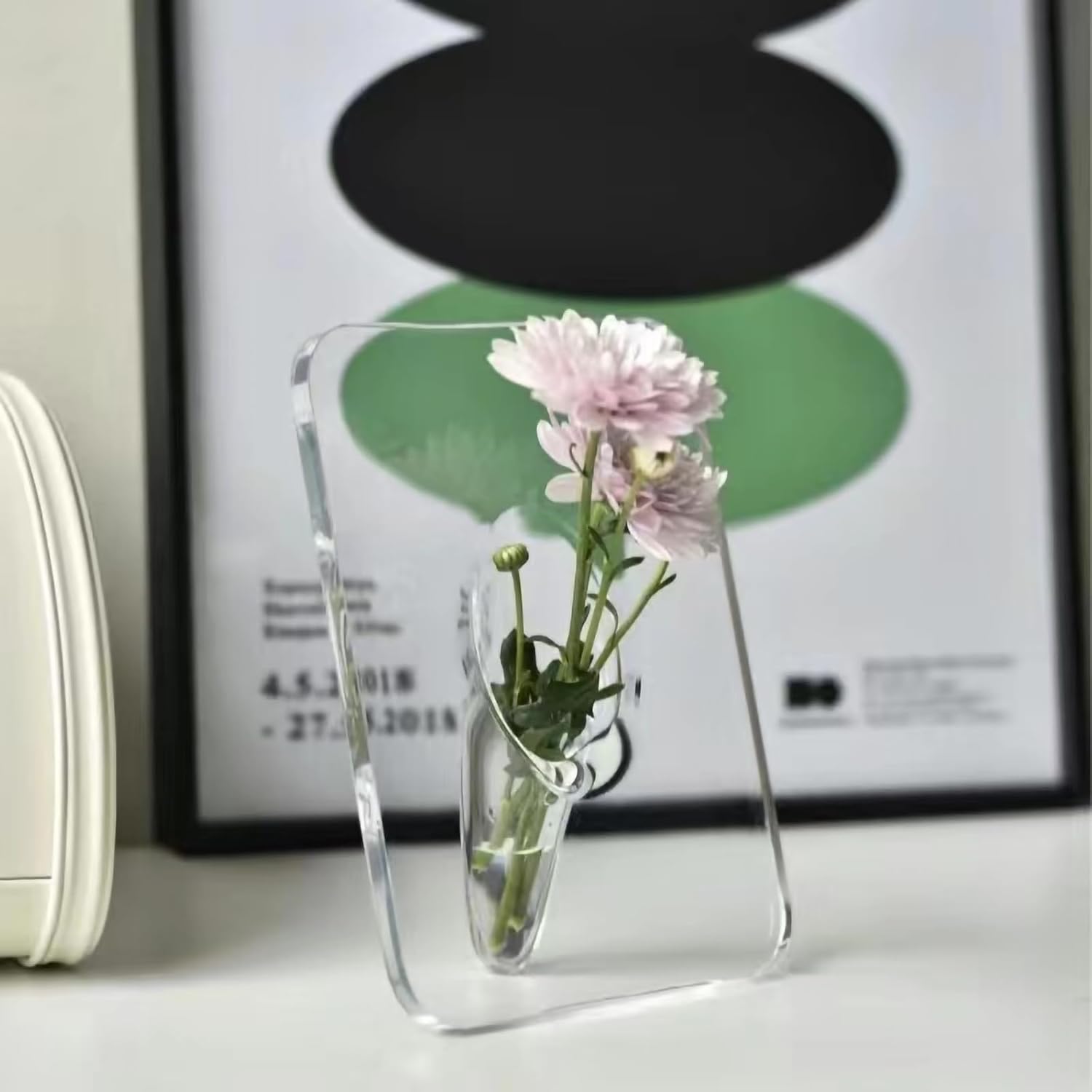 Clear Acrylic Photo Frame Vase - Modern Style Decorative Vase for Office Bookshelf Bedroom Living Room - Unique Home Decor Piece - Image 1