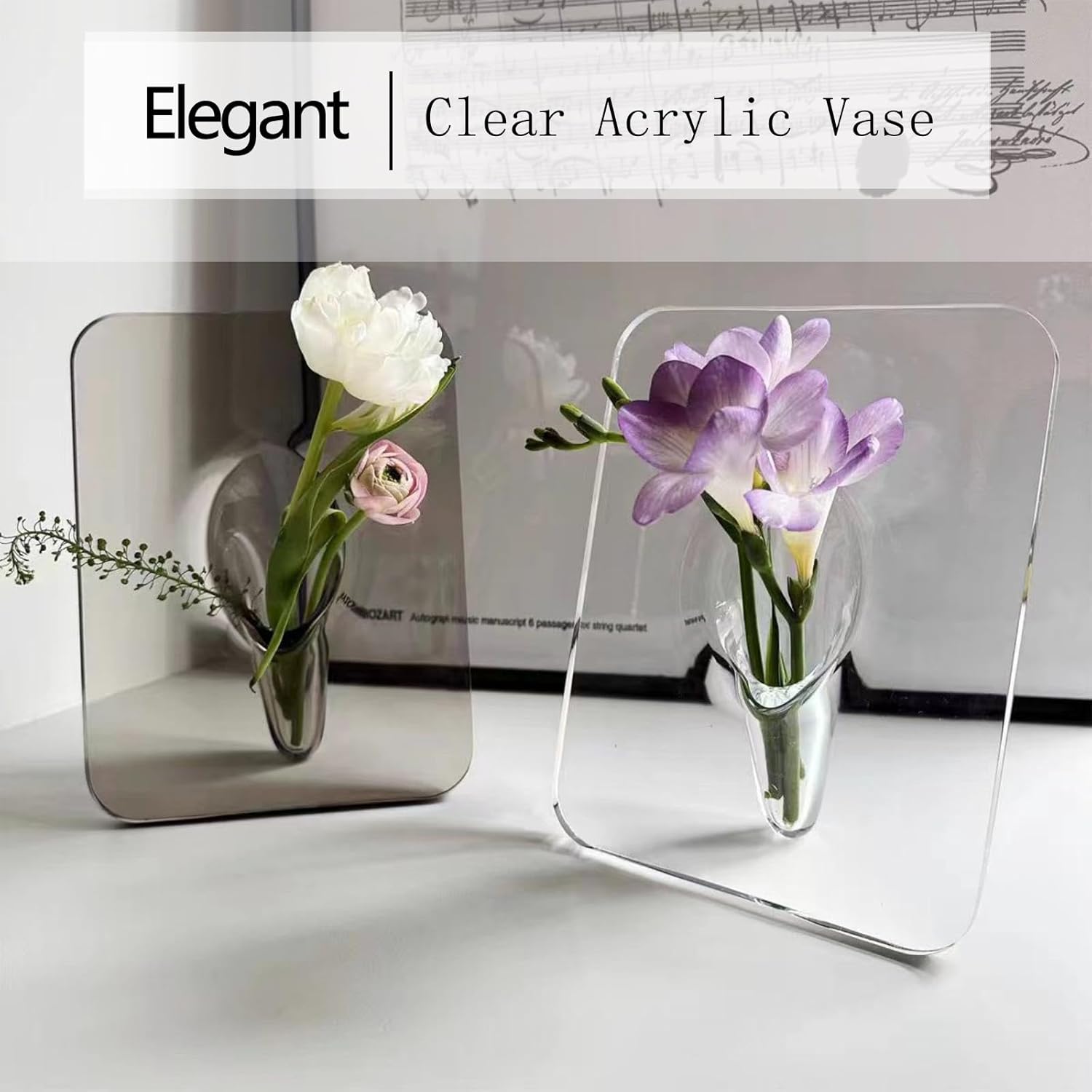 Clear Acrylic Photo Frame Vase - Modern Style Decorative Vase for Office Bookshelf Bedroom Living Room - Unique Home Decor Piece - Image 5