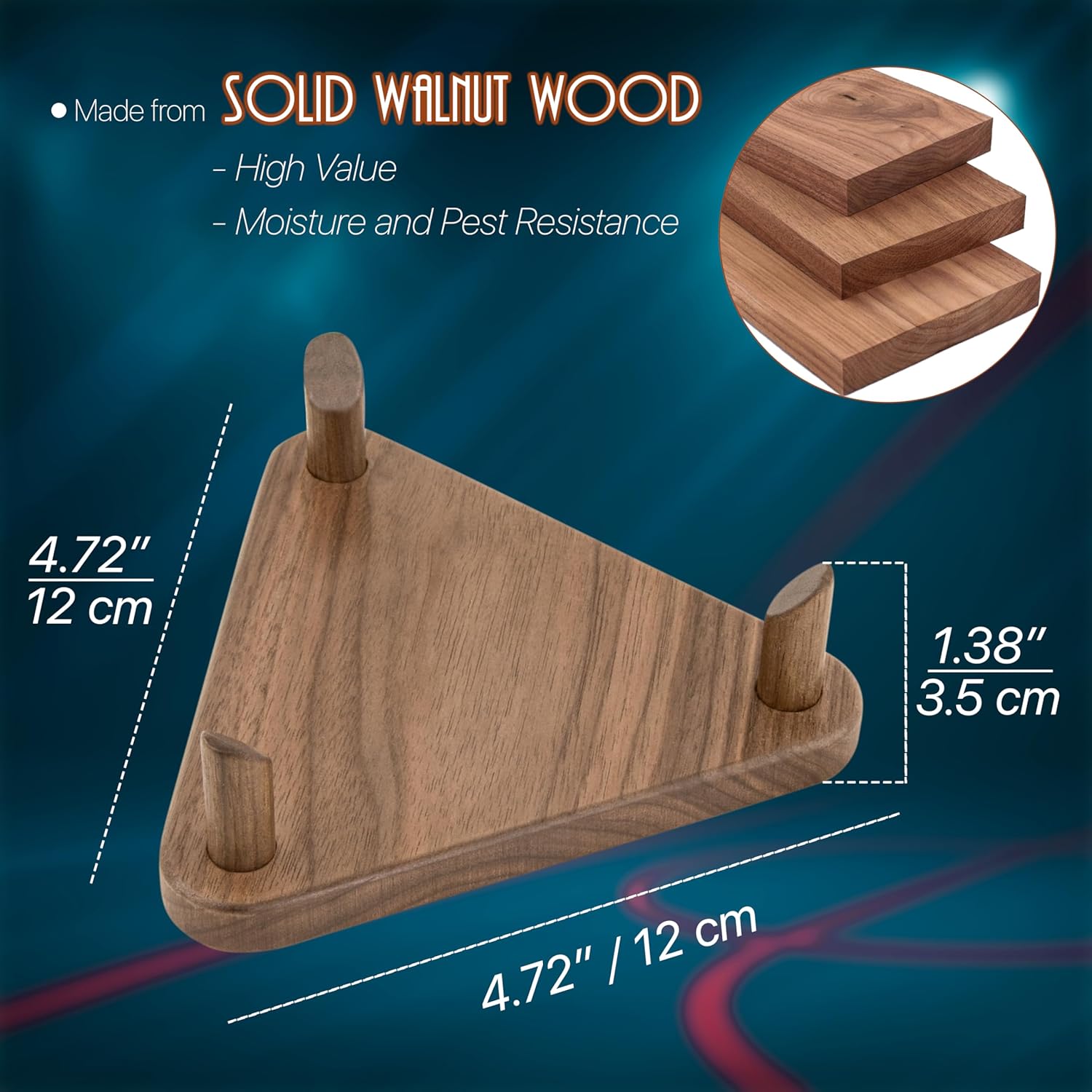 Premium Wooden Ball Display Stand Solid Walnut Wood Basketball Rugby Football Holder Triangular Autograph Sports Souvenir Display - Image 2