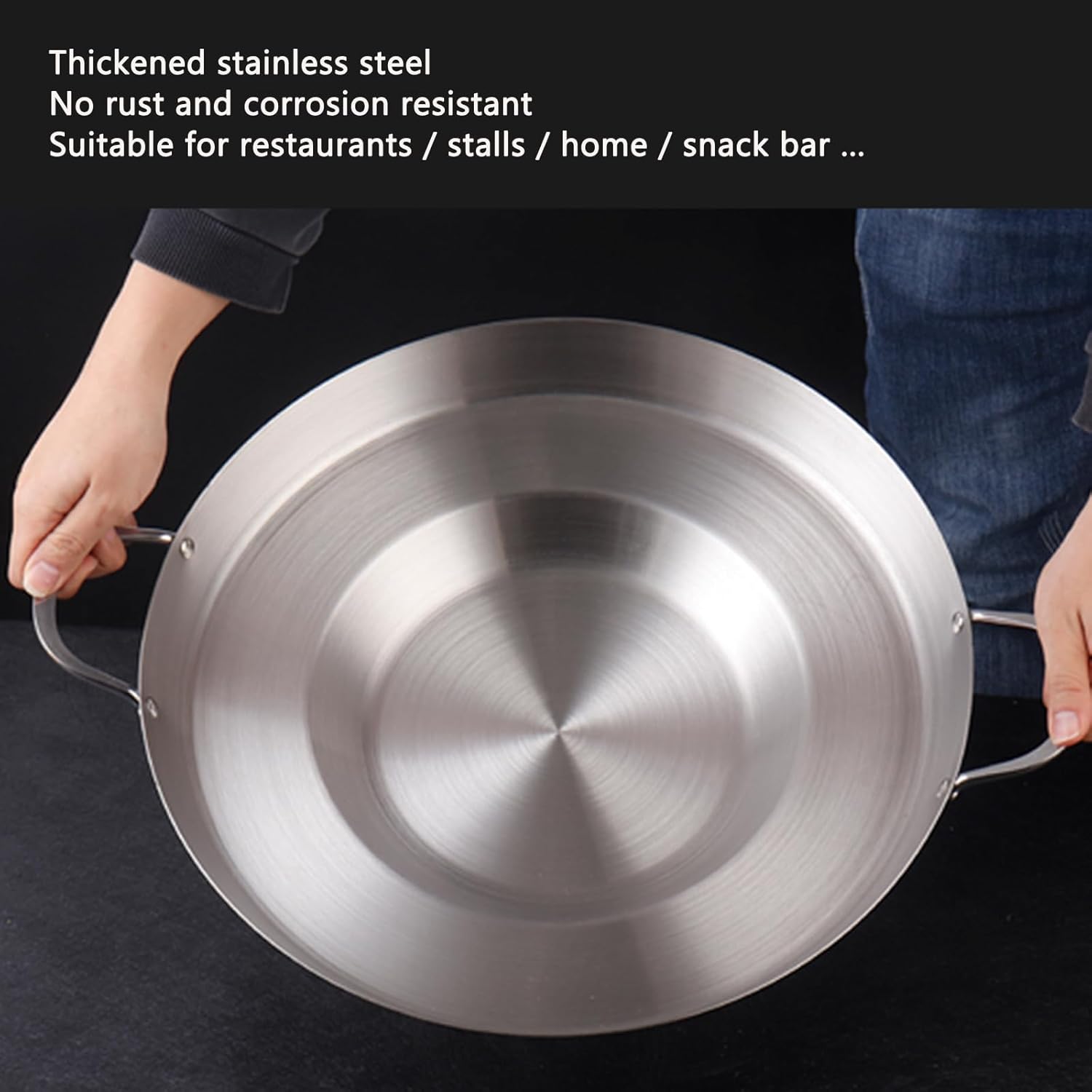 38cm Multifunctional Grill Pan with Double Handles - Silver - Suitable for Induction Gas and Barbecue - Camping Cooking Pan - Image 5