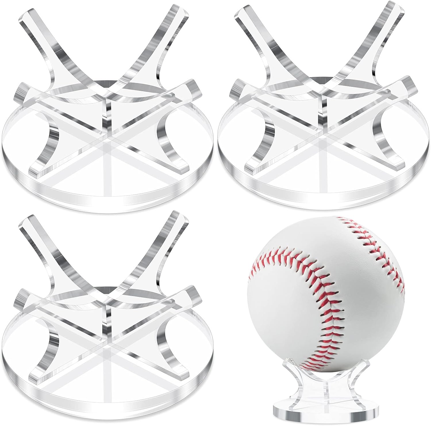 3 Piece Acrylic Ball Display Stand Holder for Baseball Golf Softball Tennis and Other Sports Balls - Image 1