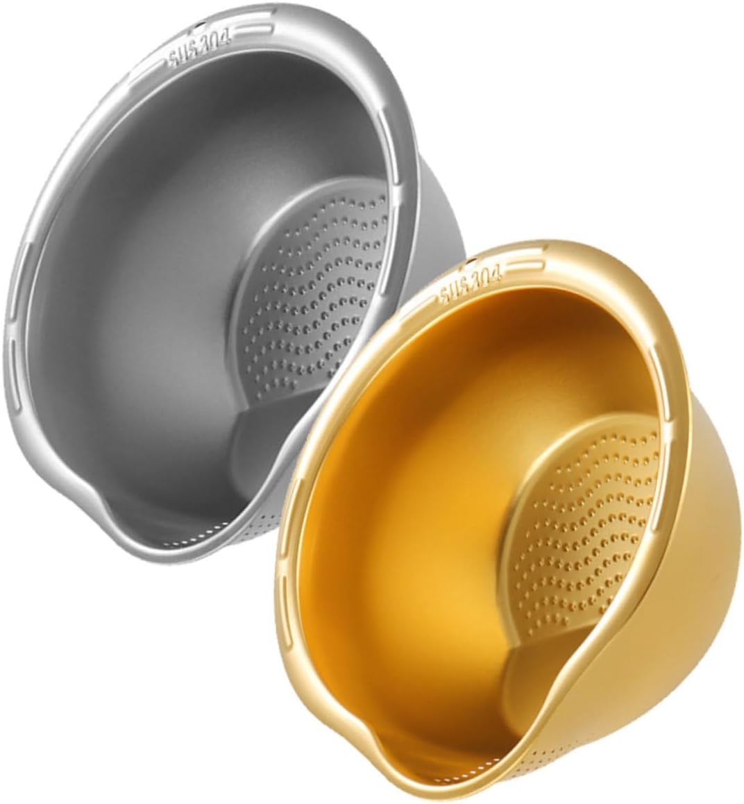 2-Piece Stainless Steel Rice Washing Strainer Set with Thickened Fine Mesh for Fruits Vegetables Easy to Clean Kitchen Colander - Image 1