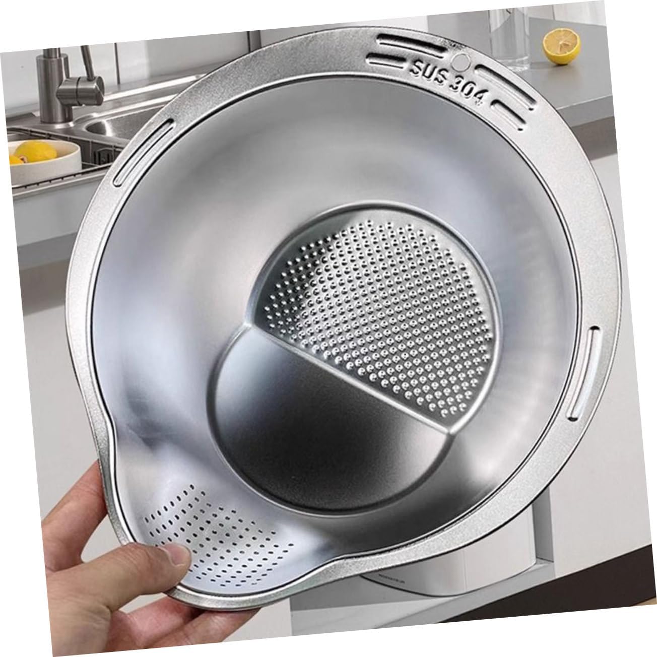 2-Piece Stainless Steel Rice Washing Strainer Set with Thickened Fine Mesh for Fruits Vegetables Easy to Clean Kitchen Colander - Image 4