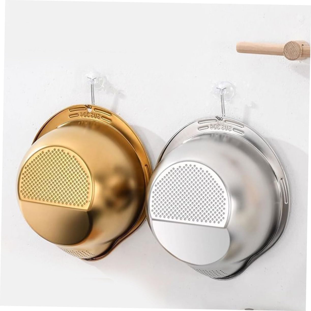 2-Piece Stainless Steel Rice Washing Strainer Set with Thickened Fine Mesh for Fruits Vegetables Easy to Clean Kitchen Colander - Image 5