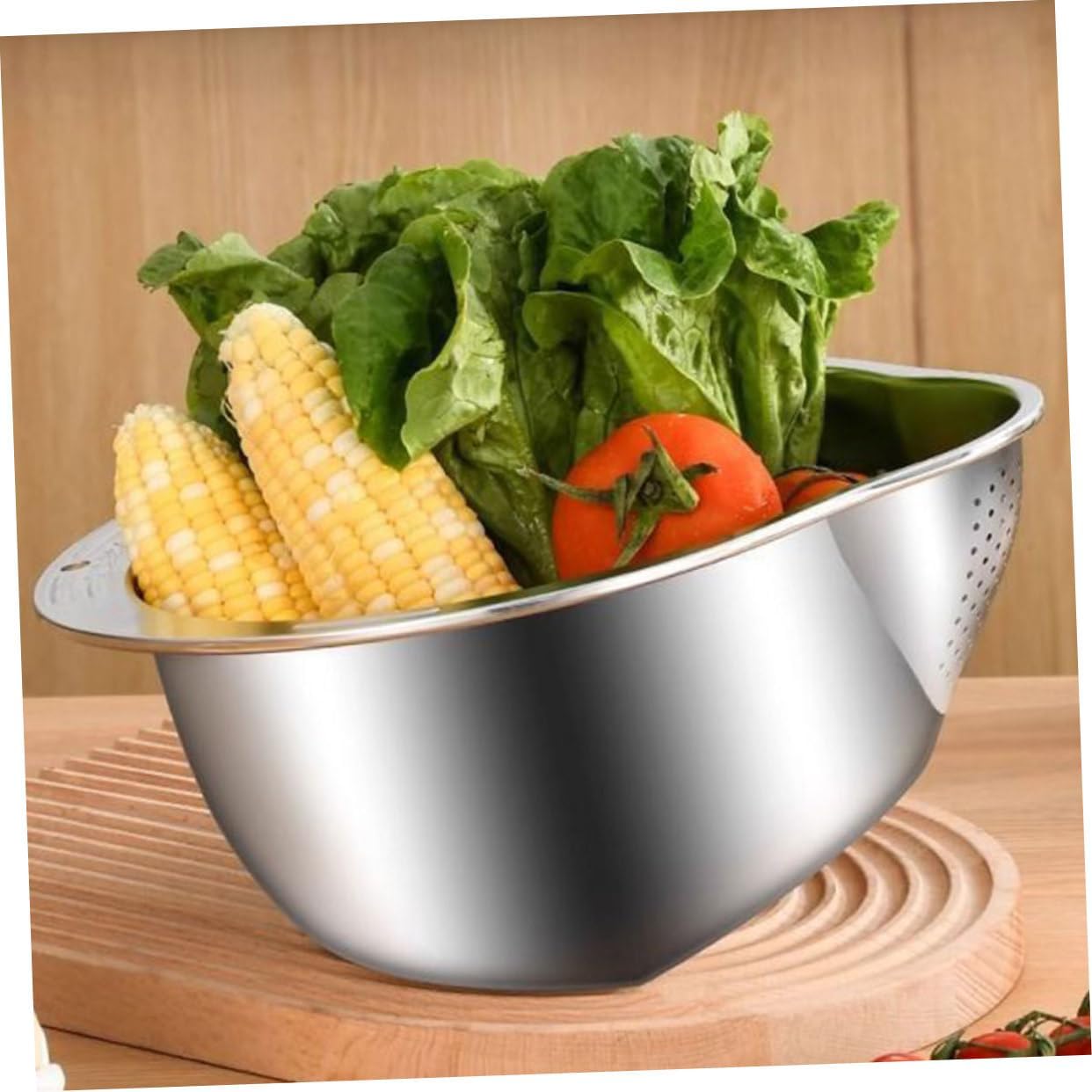 2-Piece Stainless Steel Rice Washing Strainer Set with Thickened Fine Mesh for Fruits Vegetables Easy to Clean Kitchen Colander - Image 6