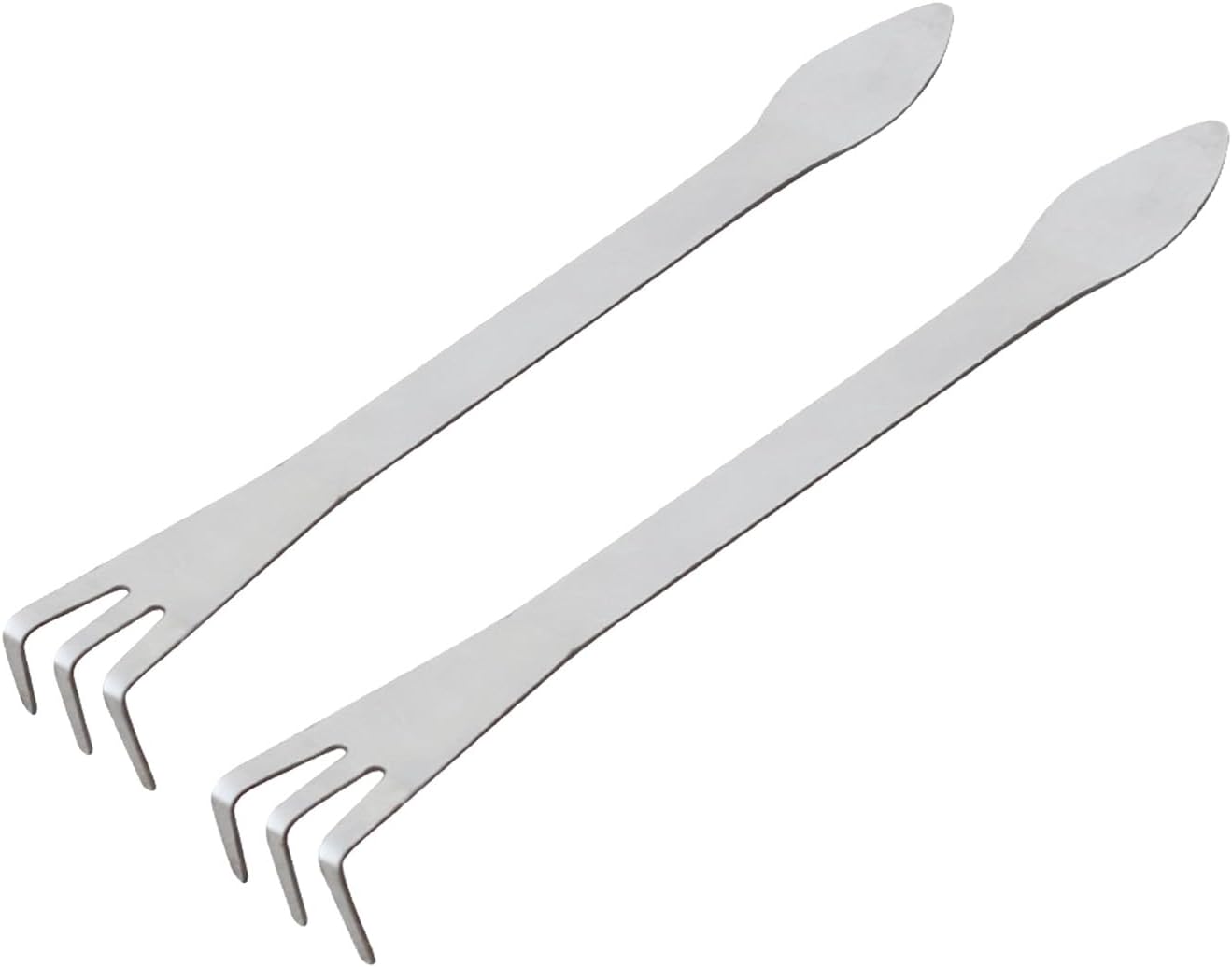 2 Pack Stainless Steel 3-Tine Root Rake Mini Candy Grip Handle Garden Tool - Image 1
